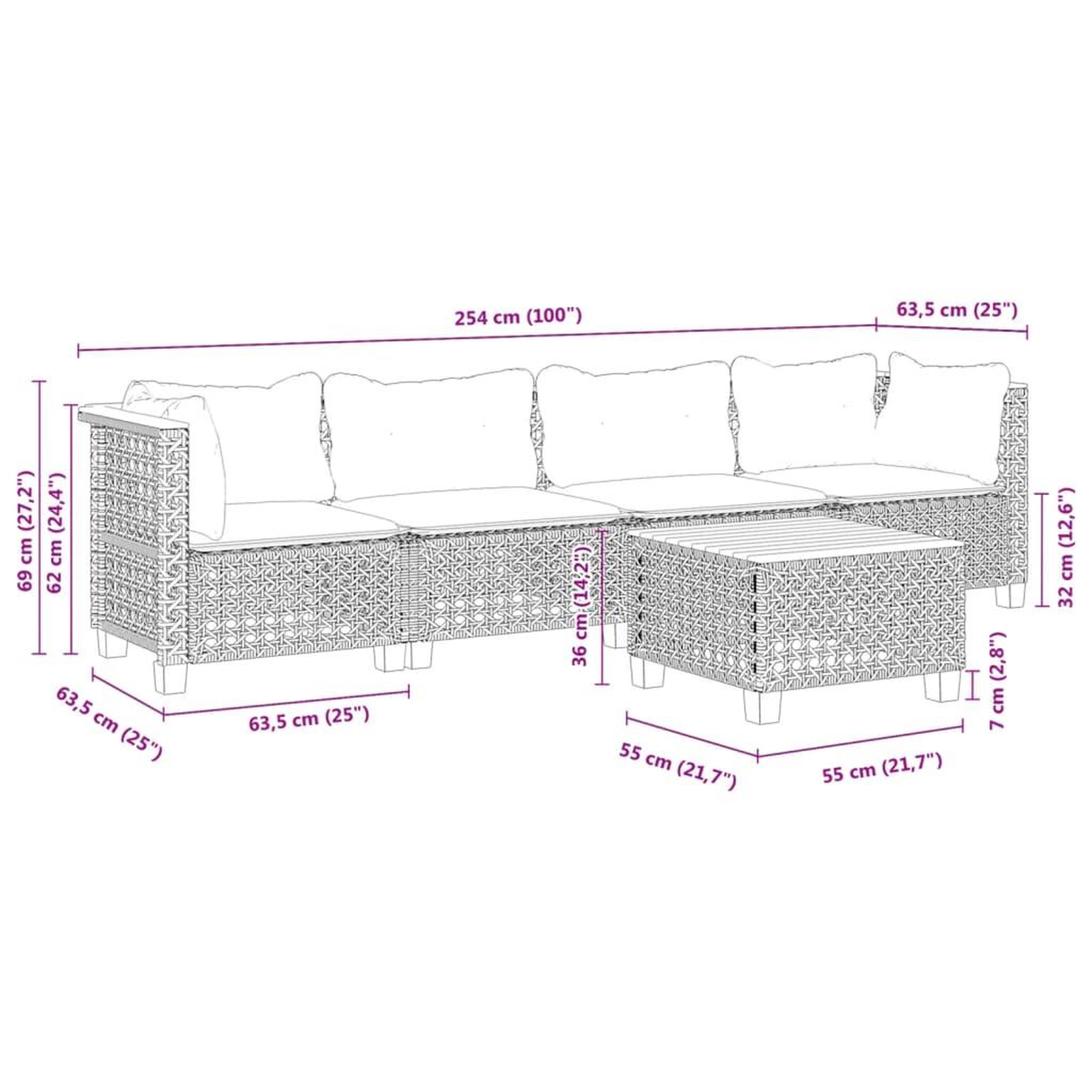 Voir la diapositive 6 : VIDAXL Salon de jardin 5 pcs avec coussins noir resine tressee