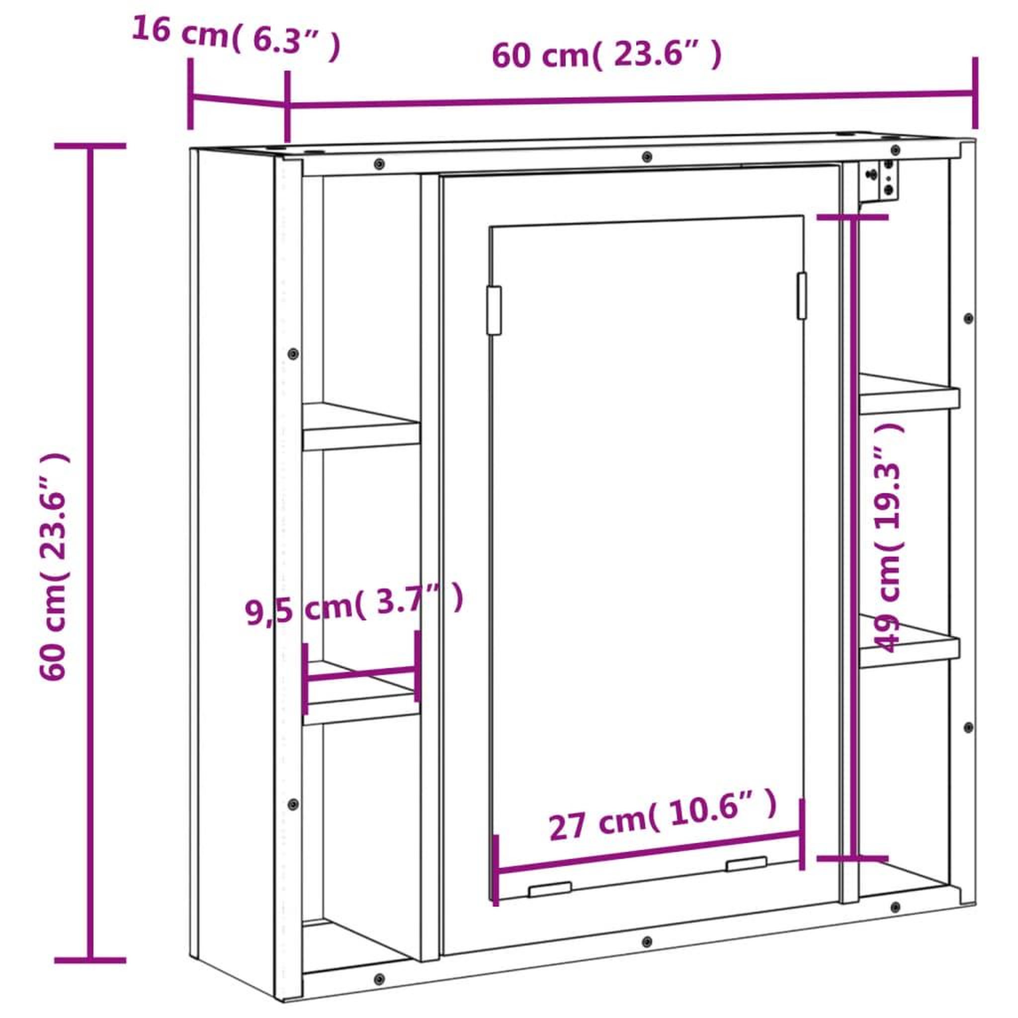 Voir la diapositive 6 : VIDAXL Armoire a miroir de salle de bain sonoma gris bois d'ingenierie