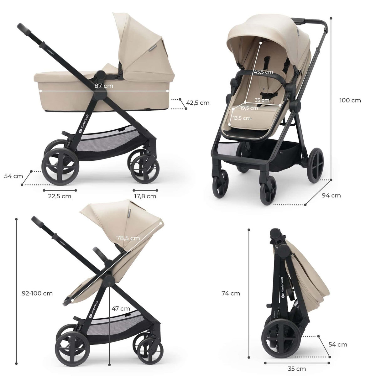 KINDERKRAFT Poussette trio newly pratique et confortable