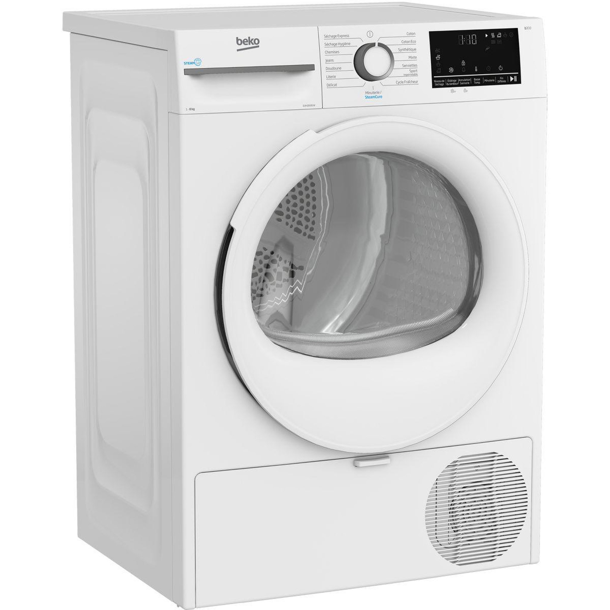 Voir la diapositive 3 : Beko Sèche linge pompe à chaleur D3H28391W - 8kg - Soin quotidien & Anti-froissage vapeur