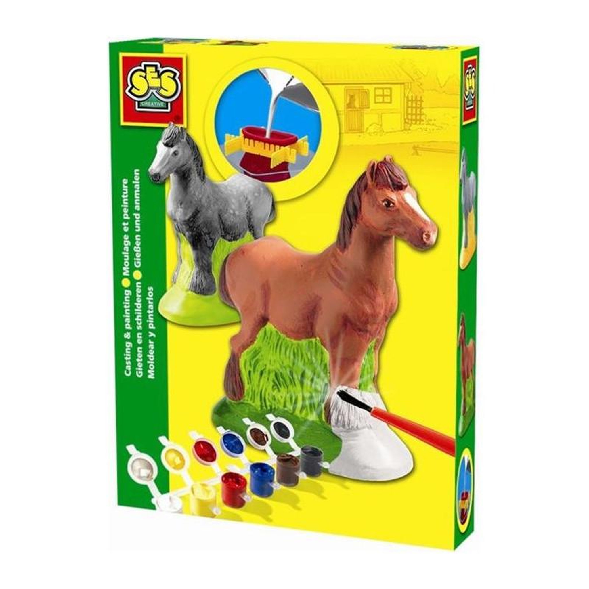 SES Creative Moulage et peinture - Cheval - SES CREATIVE - Moule latex, support de séchage, plâtre, peinture et pinceau inclus