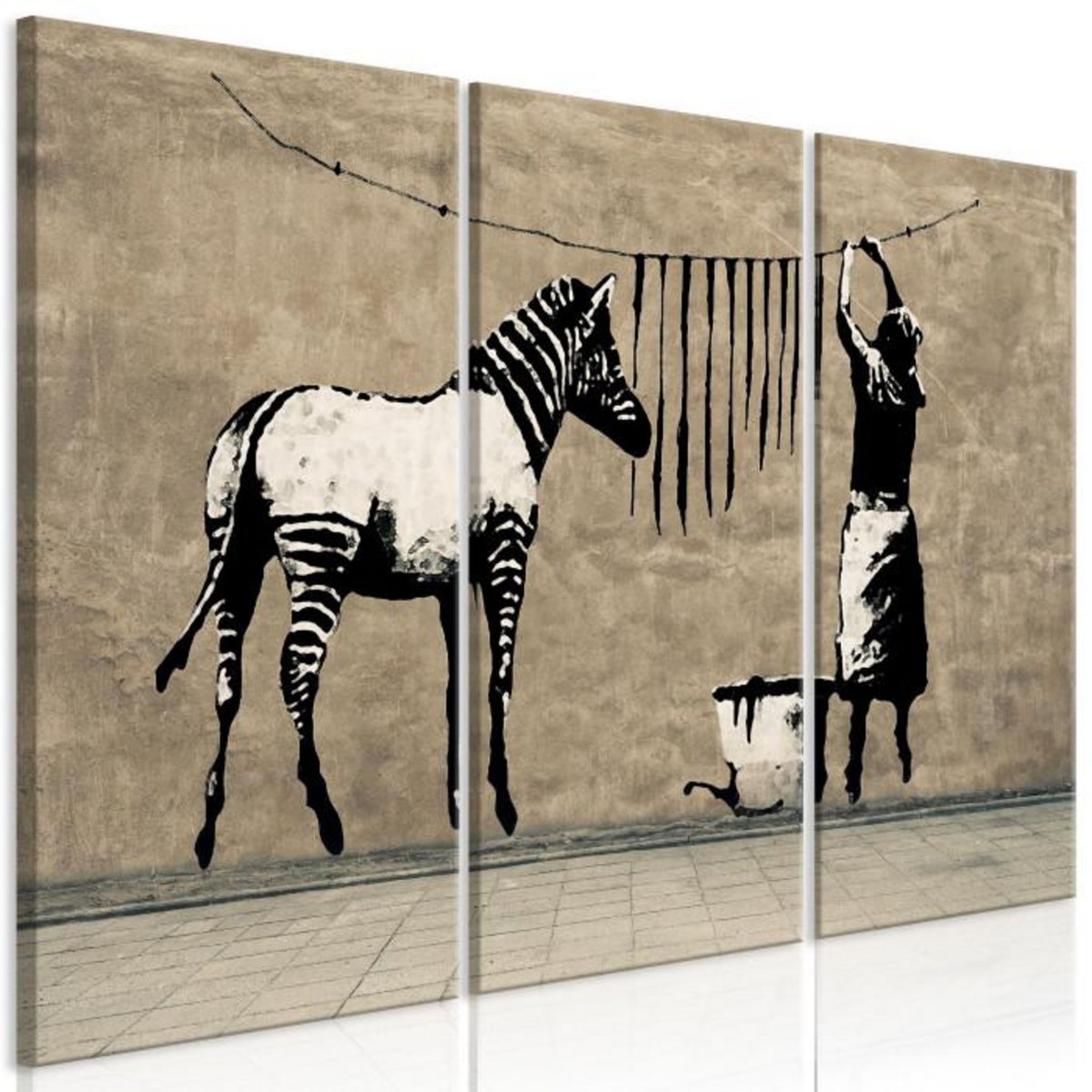 Paris Prix Tableau 3 Panneaux  Banksy - Washing Zebra on Concrete