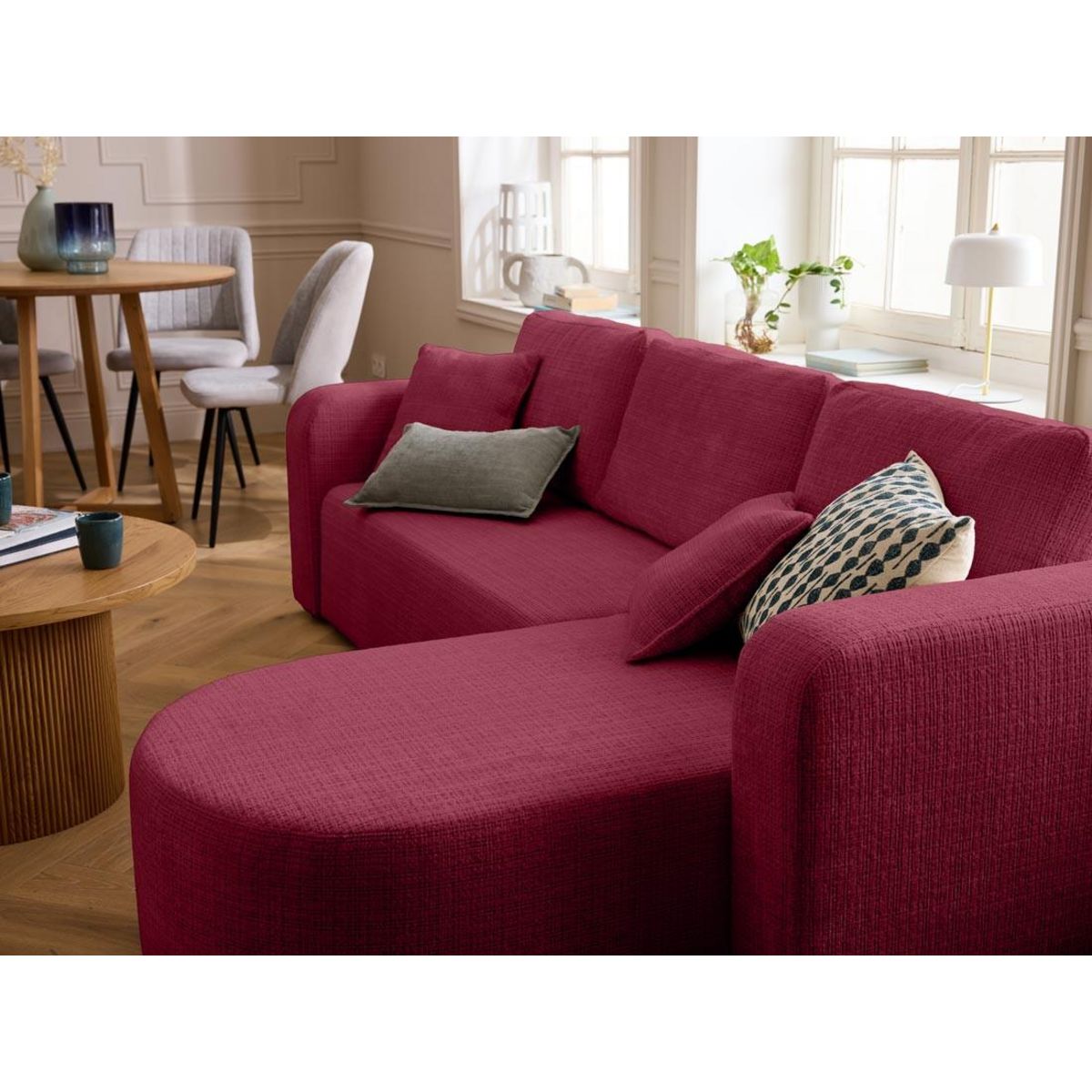 BEST MOBILIER Miro - canapé d'angle réversible - 4 places - convertible avec coffre - en velours texturé