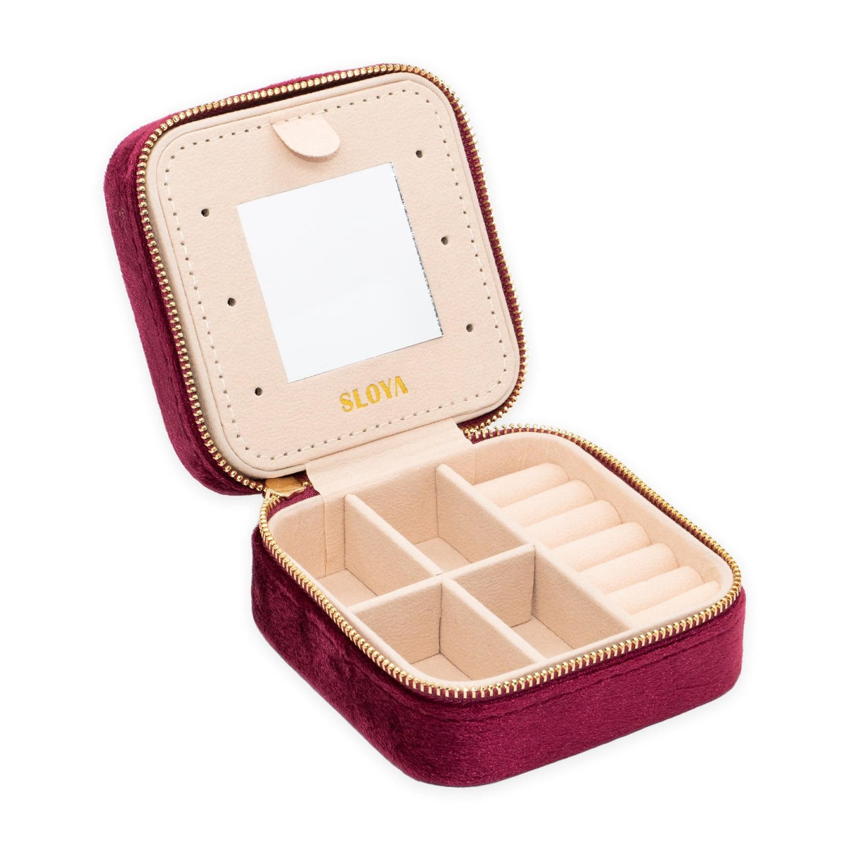 SLOYA Boîte à bijoux velours rouge grenat