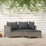 VIDAXL Salon de jardin 3 pcs avec coussins Gris Resine tressee