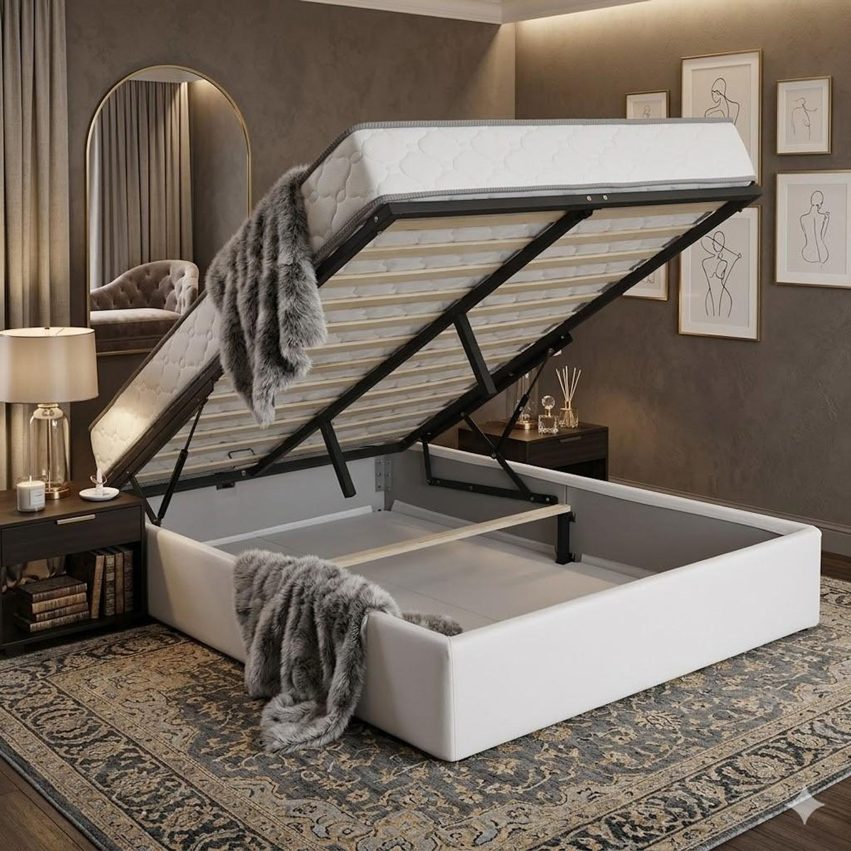 KING OF DREAMS Ensemble Lit Coffre et Matelas  Soutien Très Ferme Haute