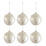 Paris Prix Lot de 6 Boules de Noël  Fleurs  8cm Argent