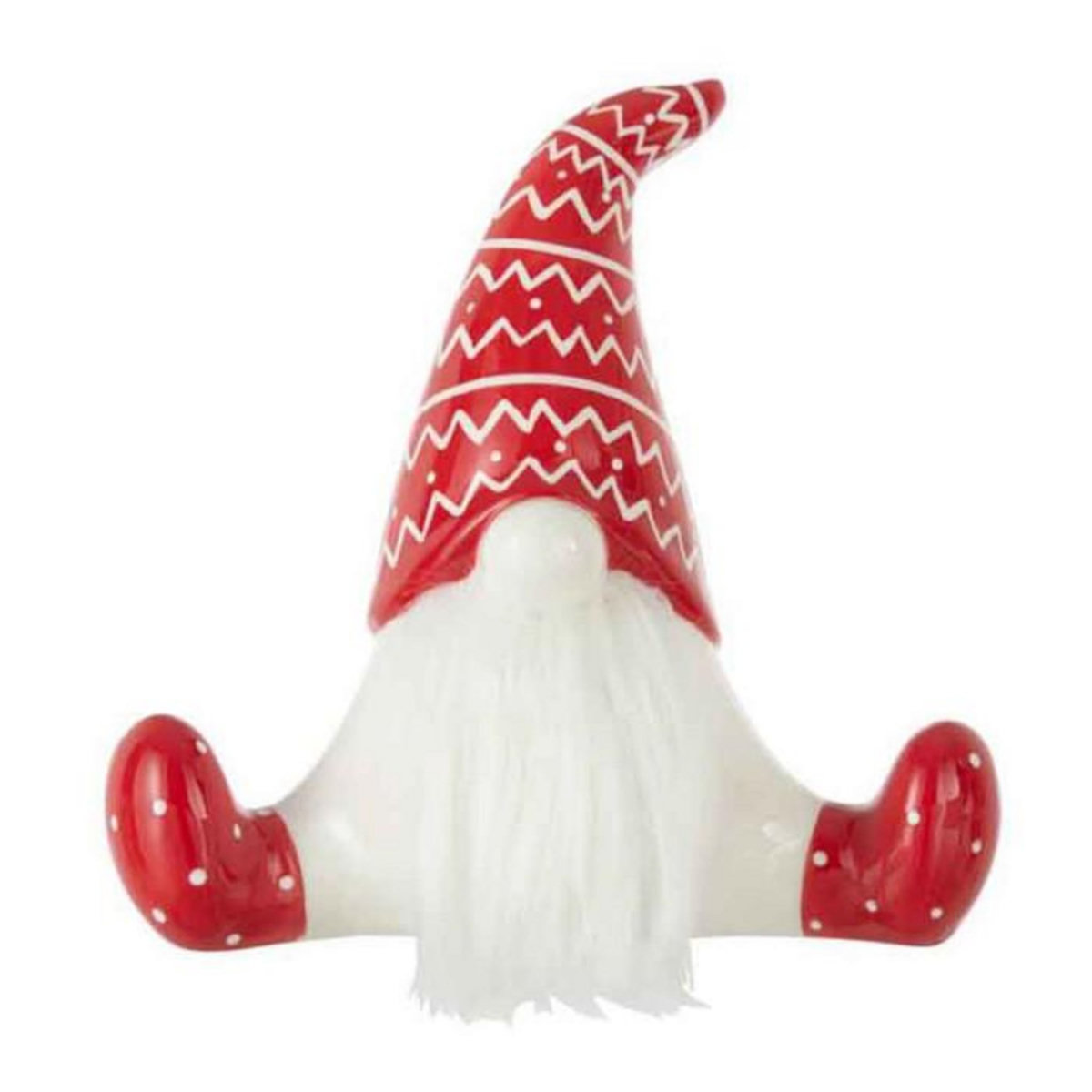 Paris Prix Statuette Déco  Père Noël Assis  25cm Rouge & Blanc