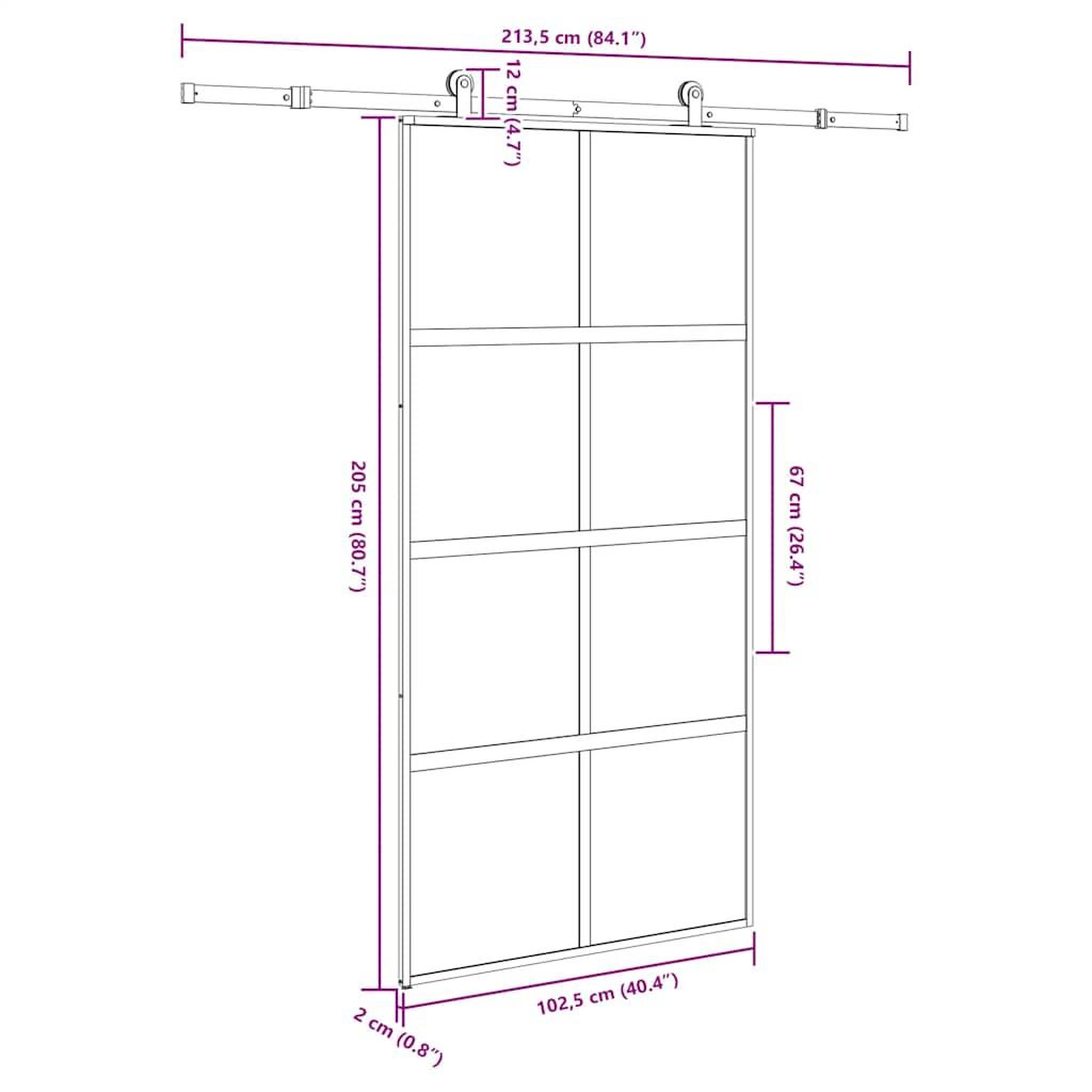 Voir la diapositive 6 : VIDAXL Porte coulissante kit de quincaillerie trempe verre aluminium