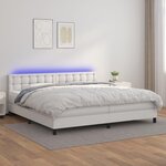 VIDAXL Sommier a lattes de lit avec matelas et LED Blanc 200x200 cm