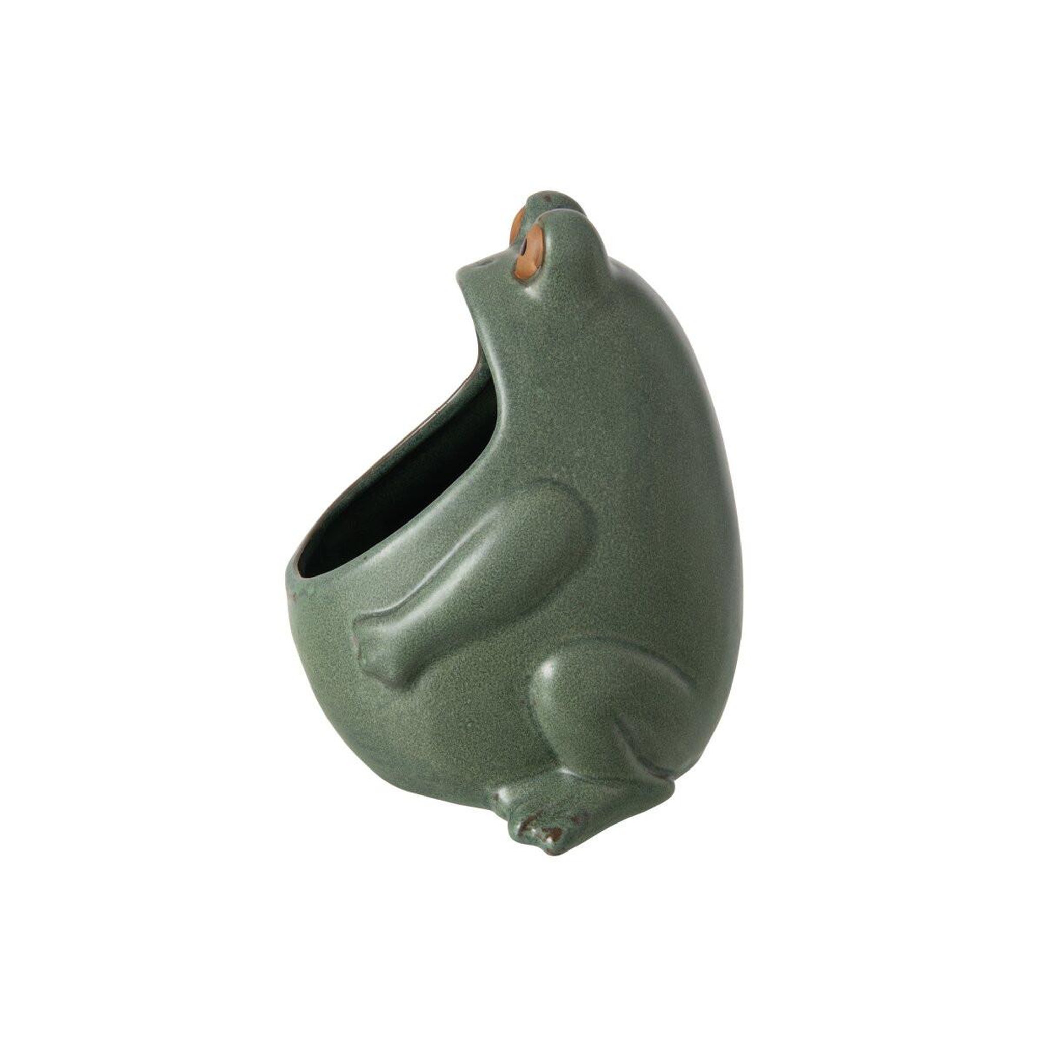 Voir la diapositive 3 : J-LINE Cache-Pot Grenouille en Grès  Enzo  20cm Vert
