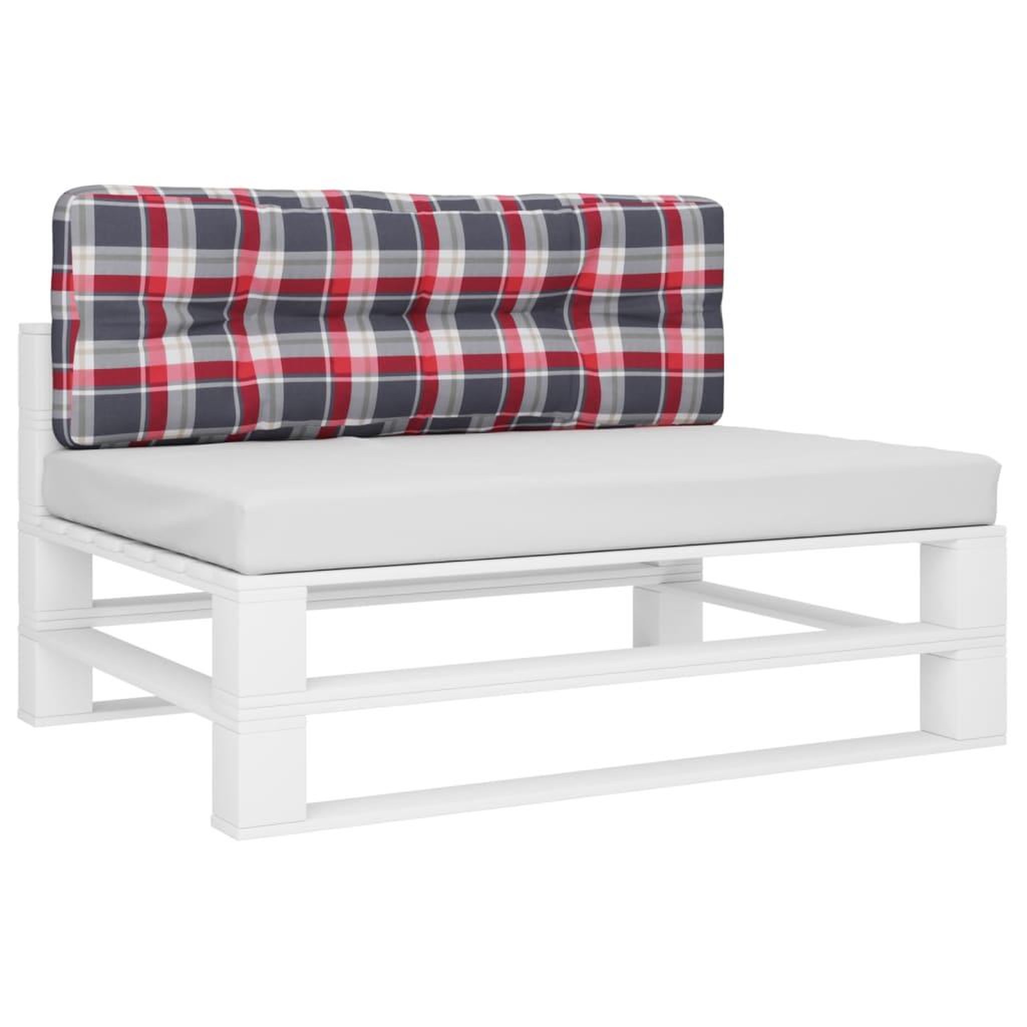Voir la diapositive 3 : VIDAXL Coussin de palette motif a carreaux rouge 120x40x12 cm tissu