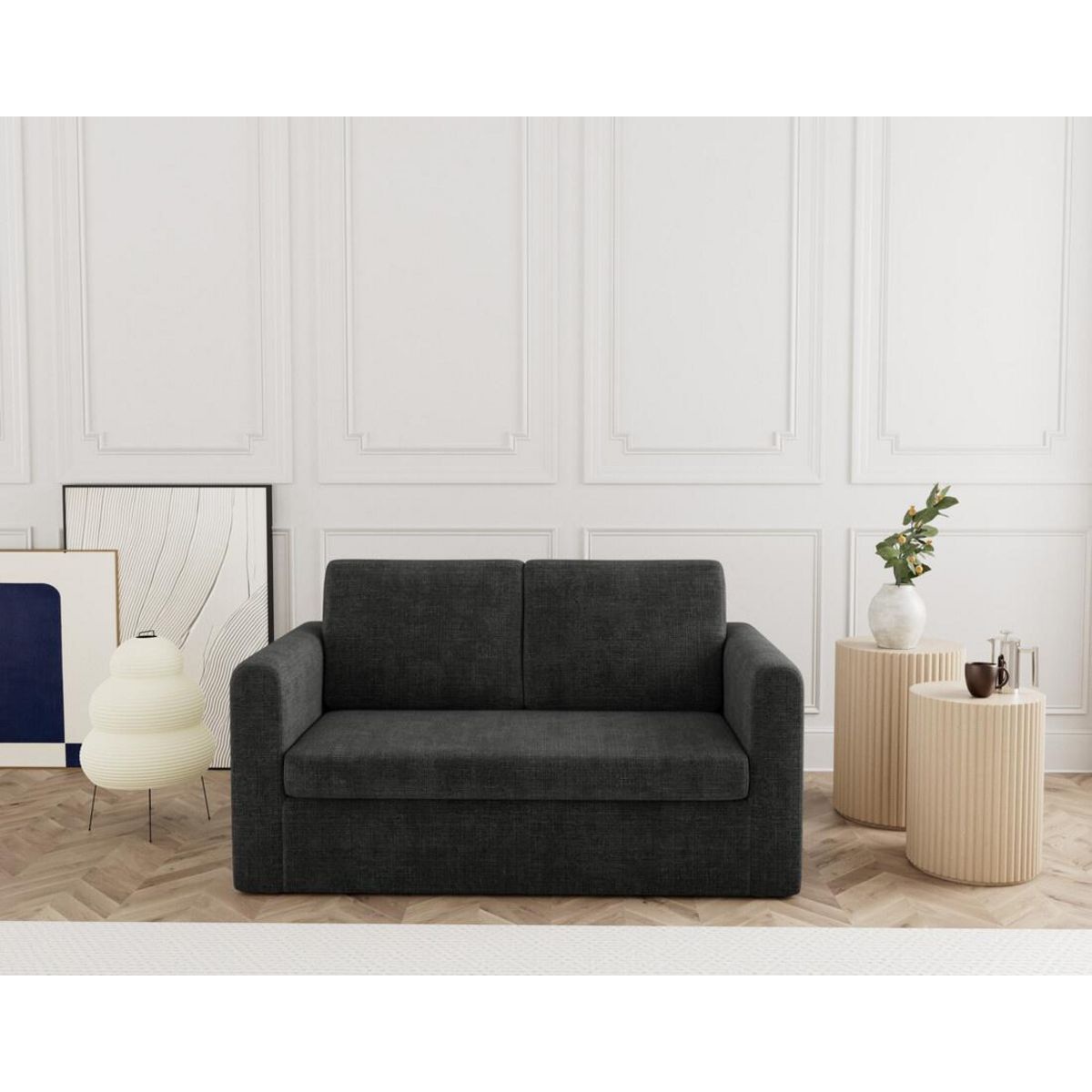 BEST MOBILIER Marilia - canapé 2 places convertible déplimousse en velours texturé