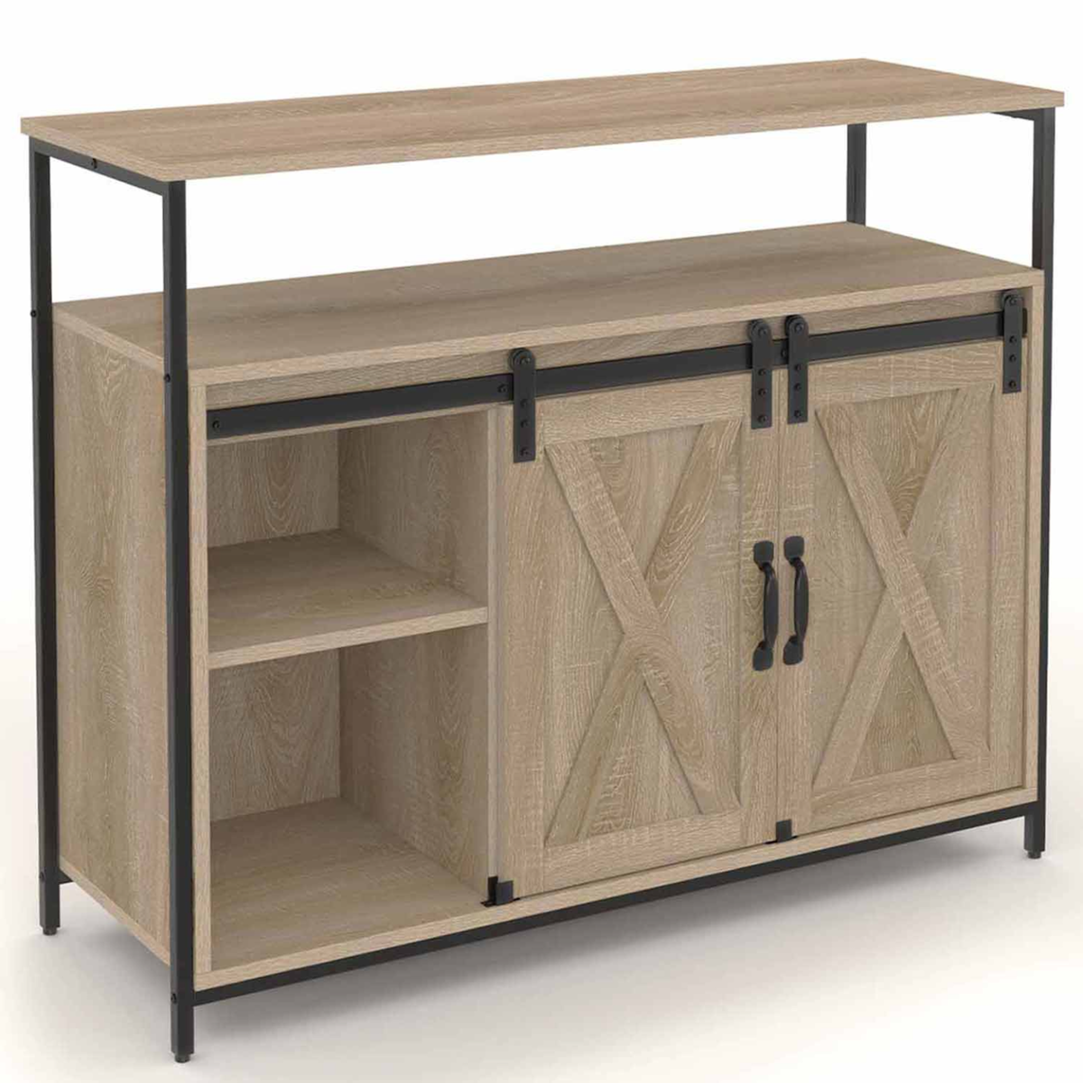 ID MARKET Buffet 100 cm QUEBEC 2 portes grange coulissantes design industriel