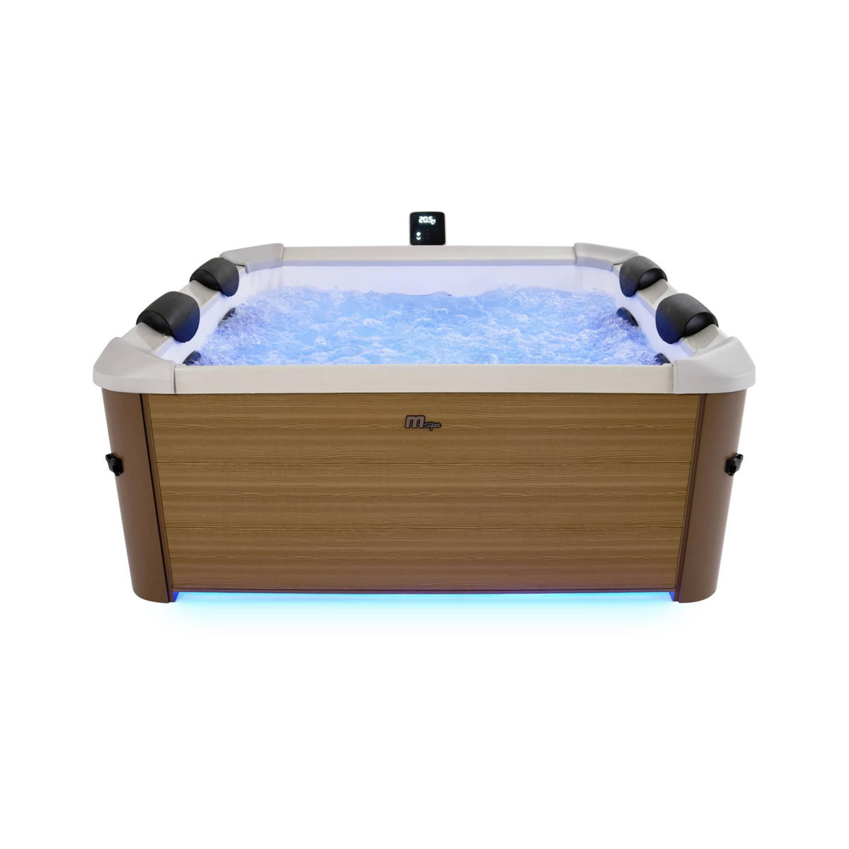 MSpa Spa rigide 6 places hydromassages. 4 coussins. OSLO AMBER. L 160 x P 160 x H 65 cm. beige