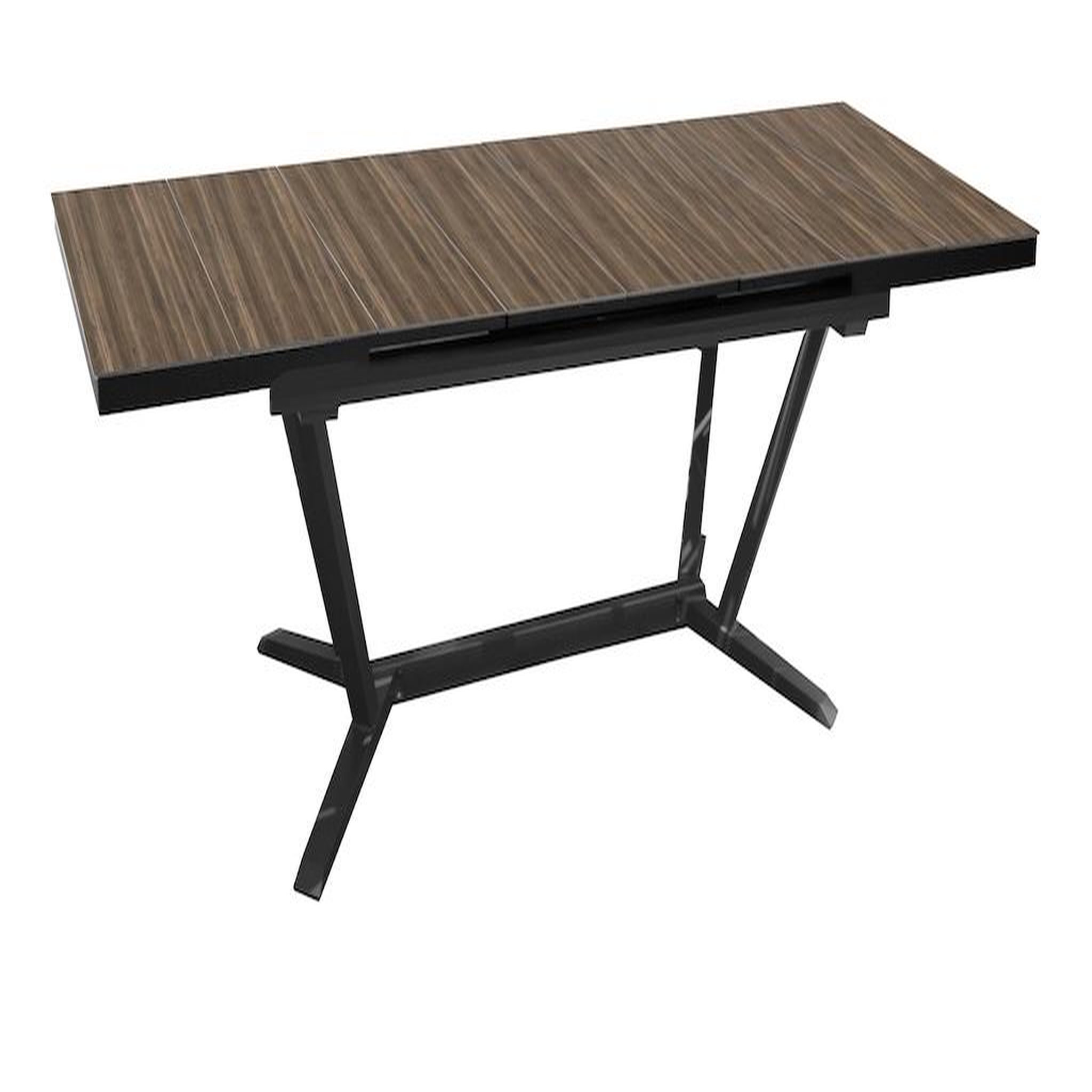 Proloisirs Table extensible - VITA - Aluminium époxy graphite - Plateau à lames HPL moka 6 mm - 180/240 x 100 cm