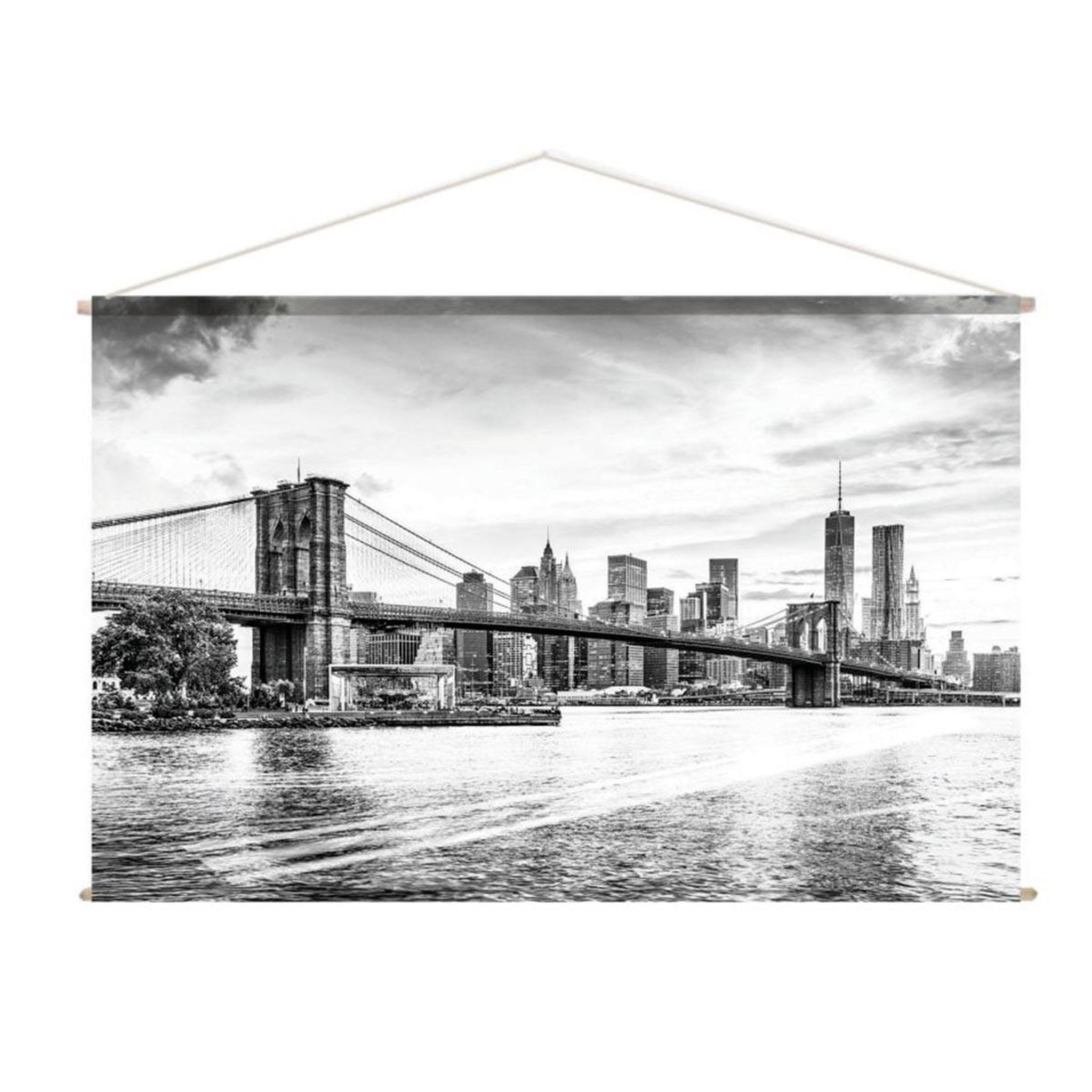 ENJOY HOME Toile murale à suspendre  ville  150x90cm noir & blanc