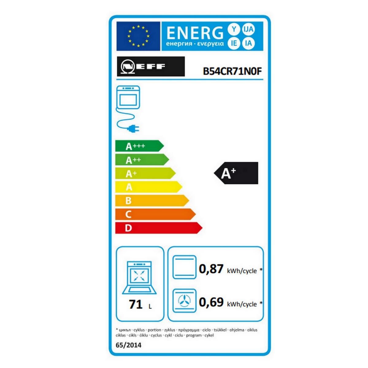 Neff Four intégrable multifonction 71l 60cm noir - b54cr71N0F