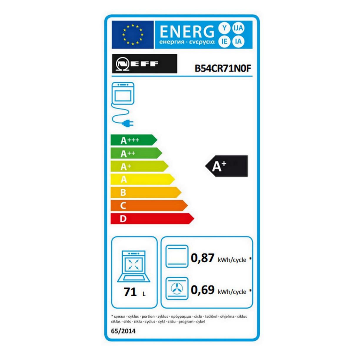 Neff Four intégrable multifonction 71l 60cm noir - b54cr71N0F