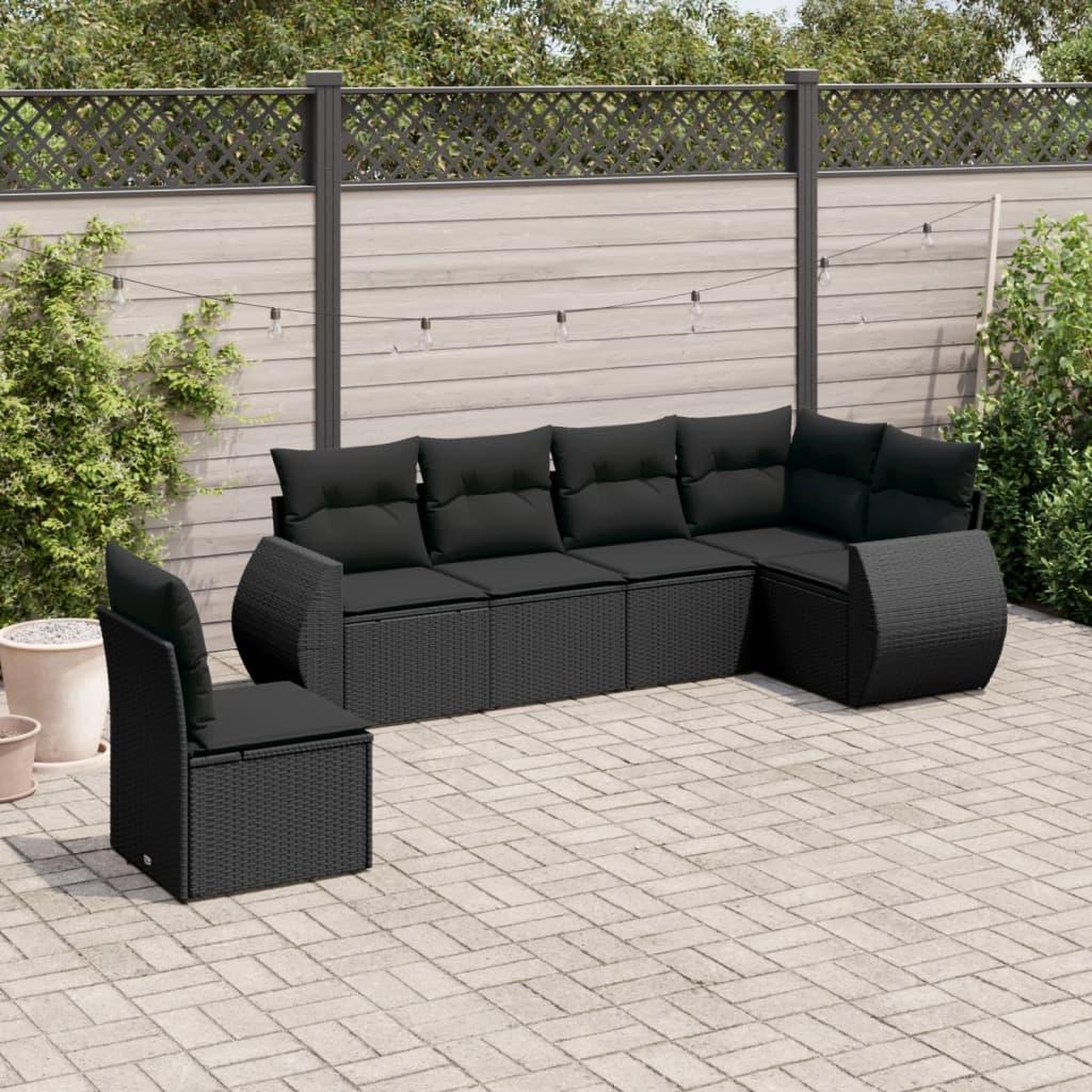 VIDAXL Salon de jardin 6 pcs avec coussins noir resine tressee