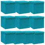 VIDAXL Boîtes de rangement et couvercles 10 pcs Bleu 32x32x32 cm Tissu