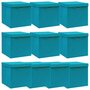 VIDAXL Boîtes de rangement et couvercles 10 pcs Bleu 32x32x32 cm Tissu