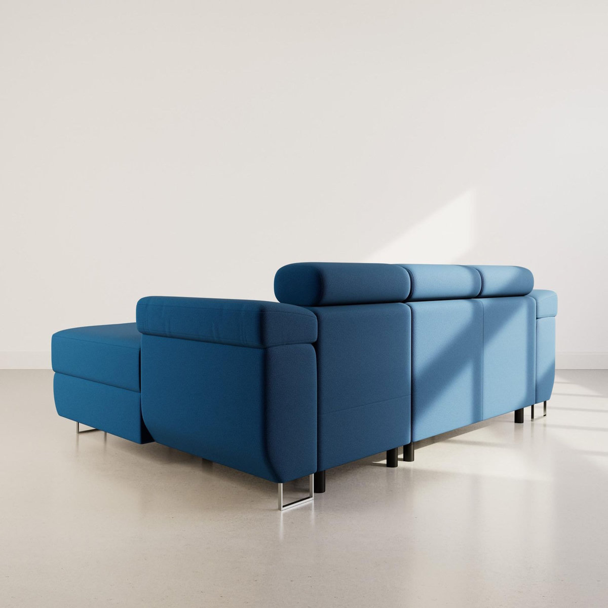 BEST MOBILIER Pablo - canapé d'angle droit - 6 places - convertible avec coffre et têtières réglables - en velours