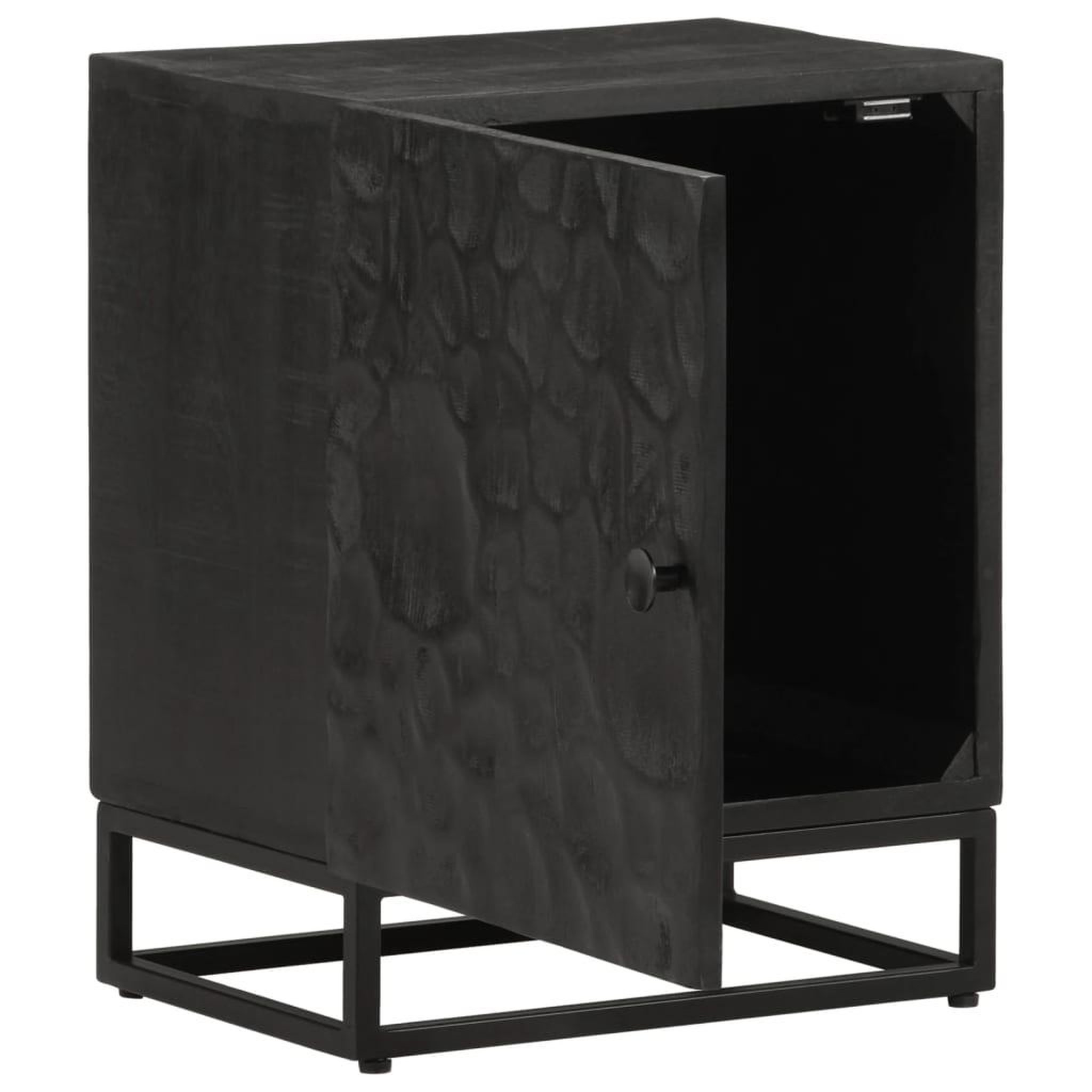 Voir la diapositive 2 : VIDAXL Table de chevet noir 40x30x50 cm bois massif manguier et fer