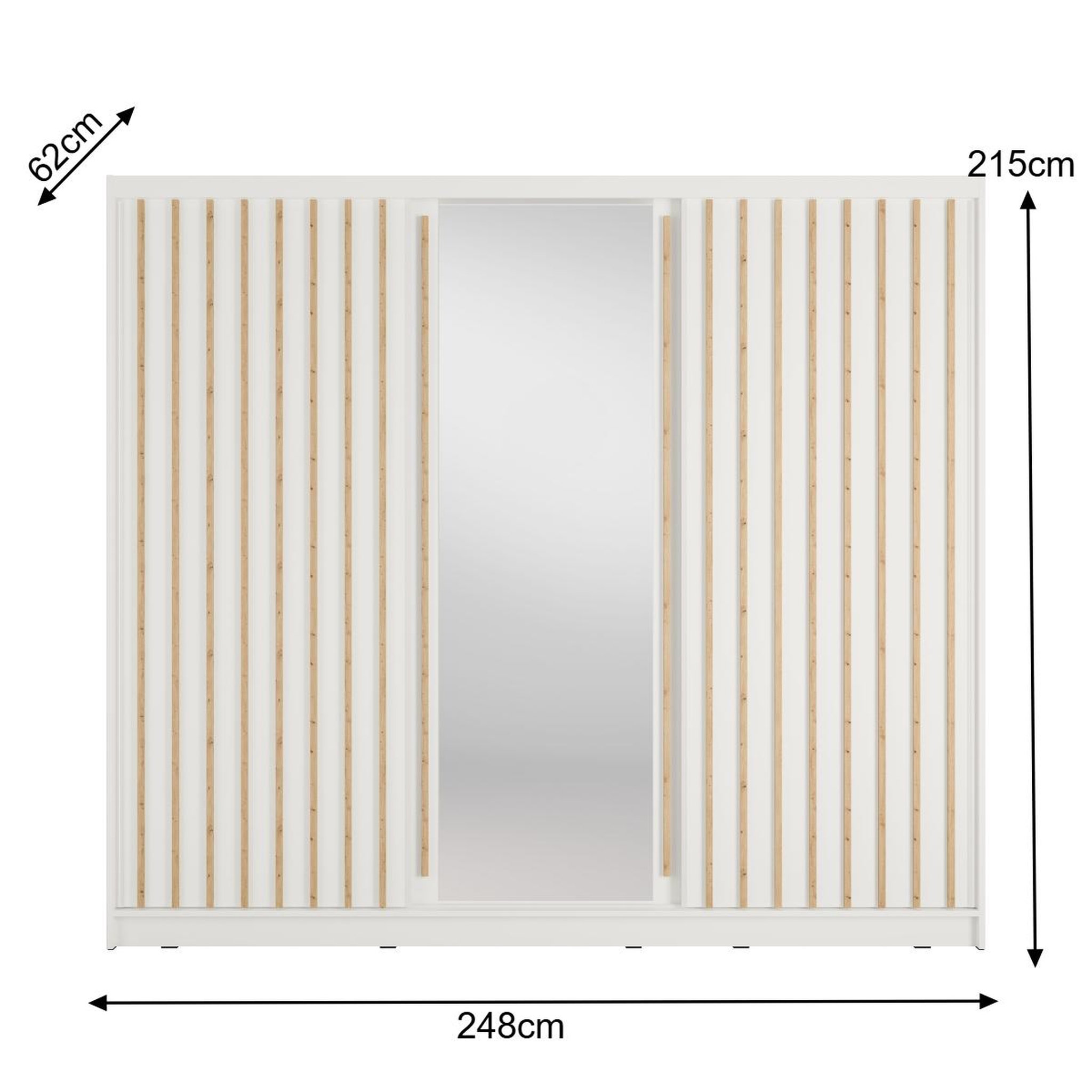 Voir la diapositive 4 : JLC KREATION Armoire dressing coulissante blanc et bois 250cm celia