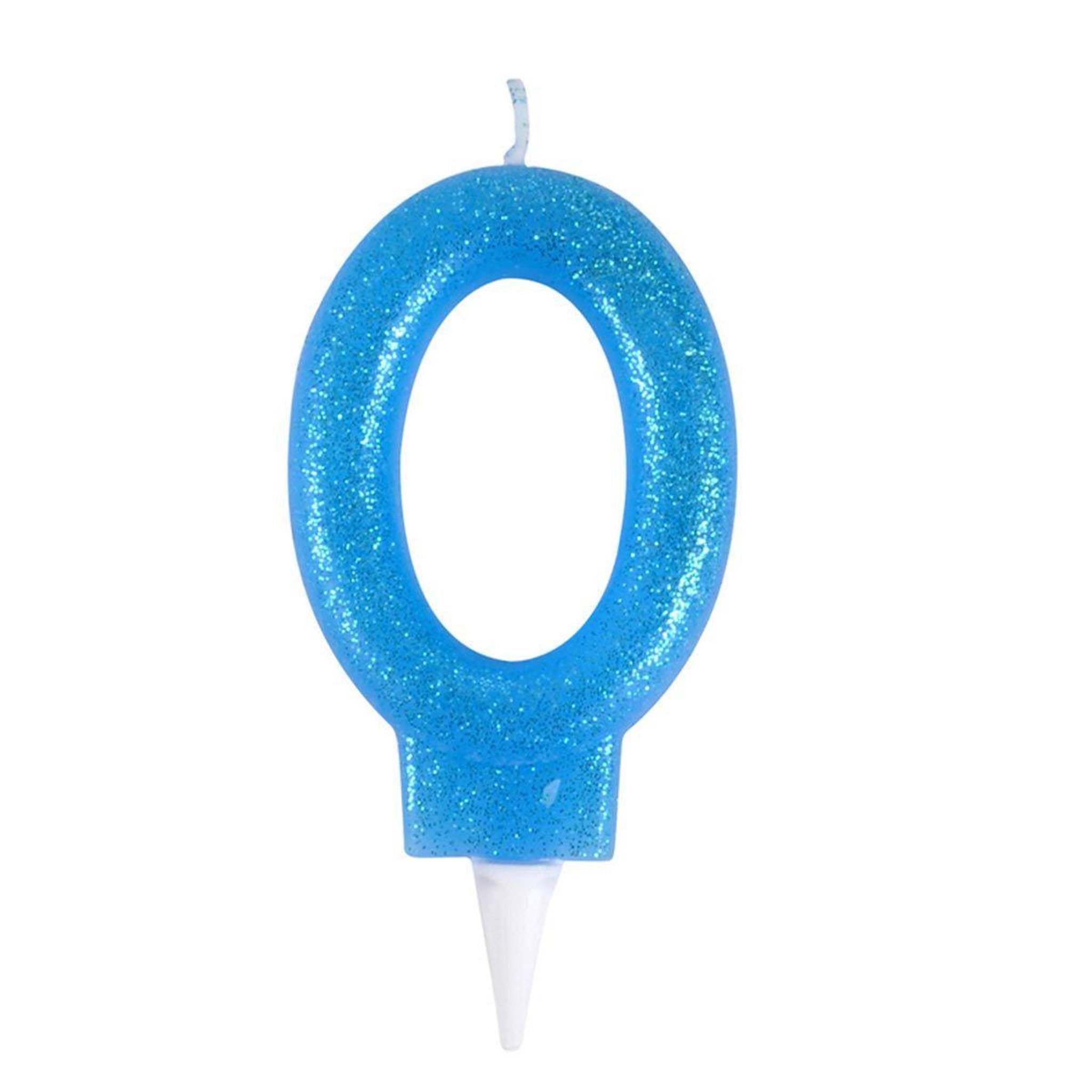 HOMEA Bougie d'Anniversaire Paillette  Chiffre 0  7cm Bleu