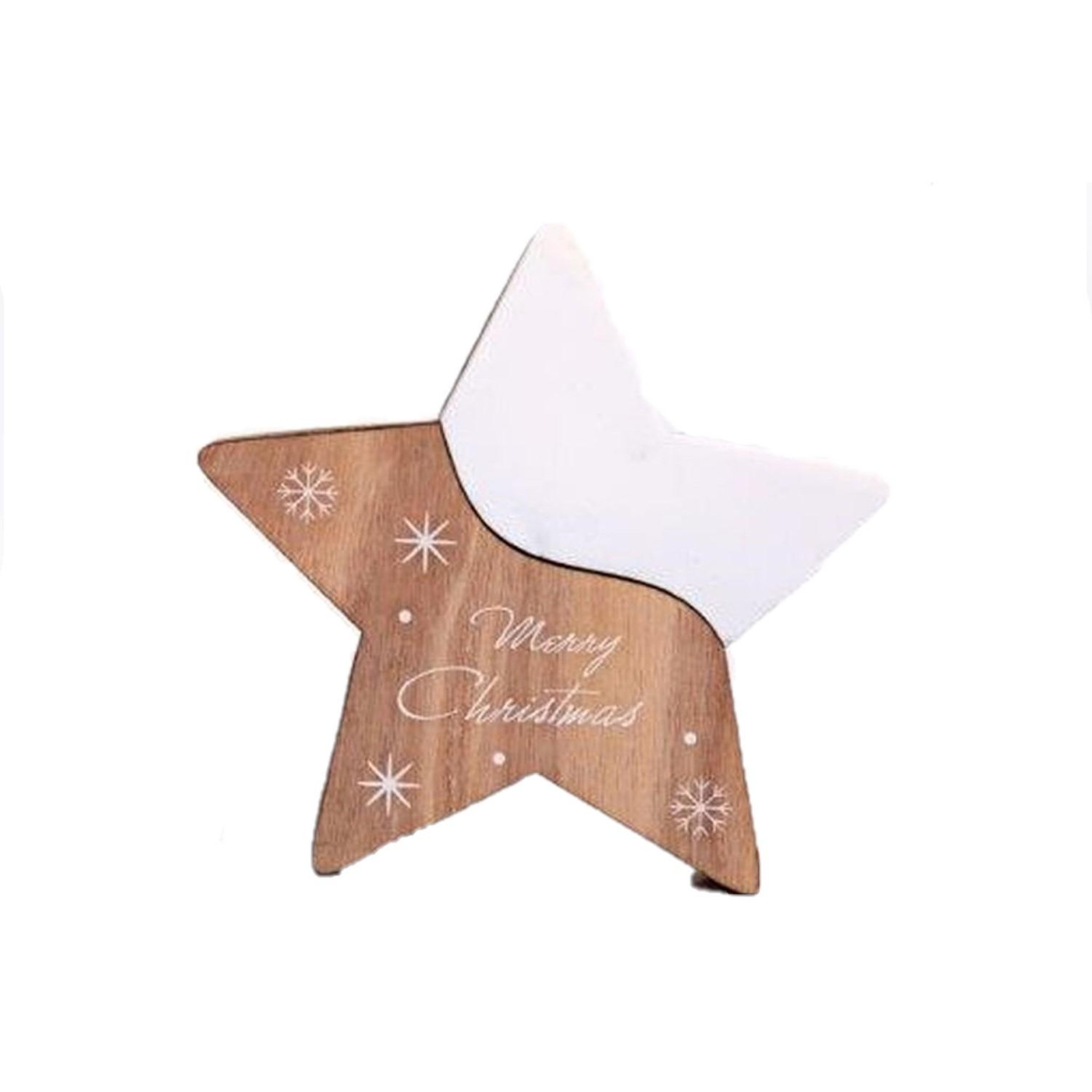 HEART OF THE HOME Décoration de noël stars wooden natural - blanc