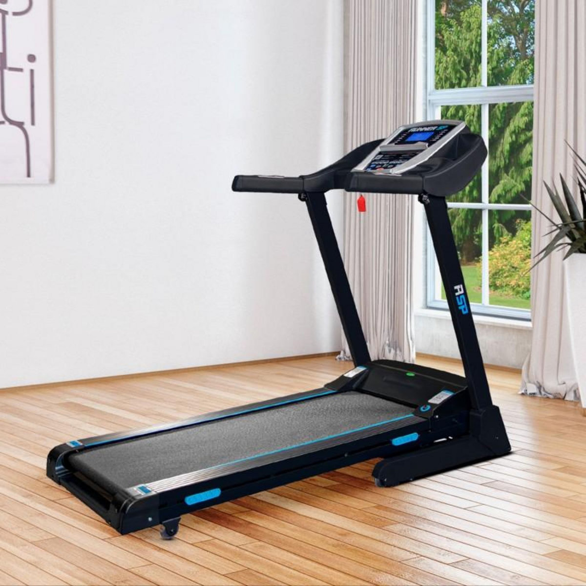 SPARRAW Tapis de Course Pliable RSP - 16km/h - 2,0 Cv - 13 Programmes, Inclinaison Motorisée 15%, Ecran LCD et Haut-Parleurs