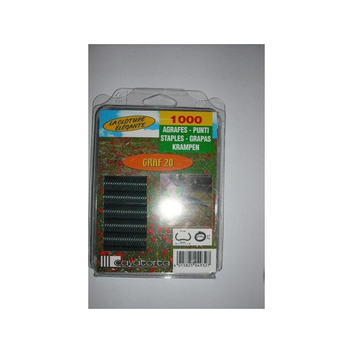 CENTRALE BRICO Lot de 1000 agrafes vertes pour clôture, 20 mm