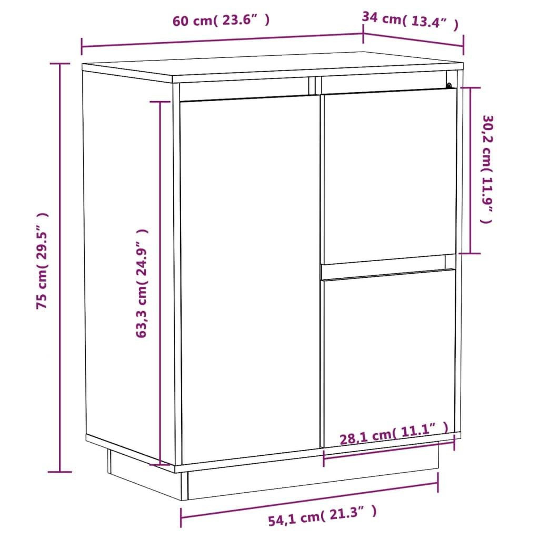 Voir la diapositive 6 : VIDAXL Buffet 60x34x75 cm Bois massif de pin