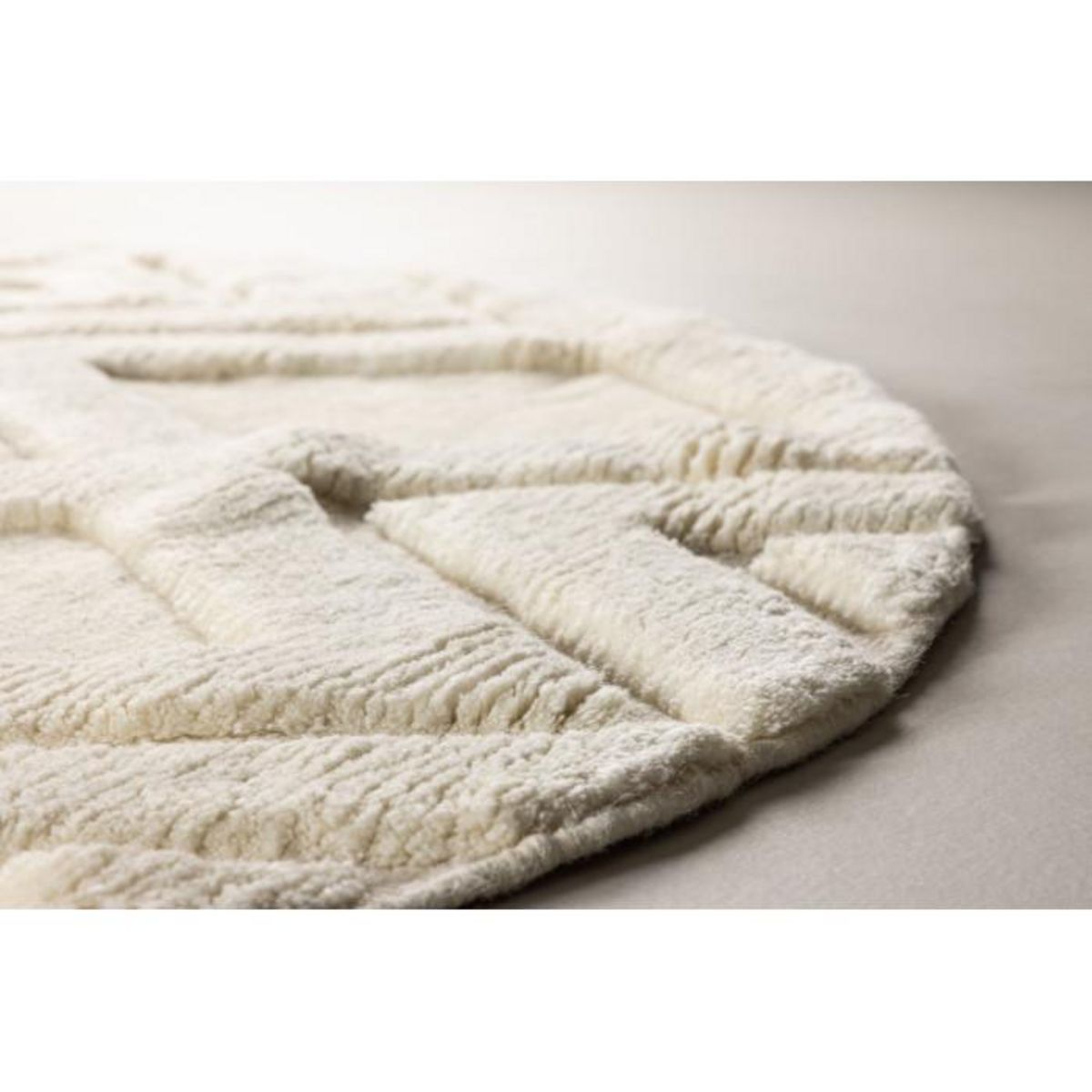 Paris Prix Tapis Déco Rond en Laine  Dahlia  200cm Blanc
