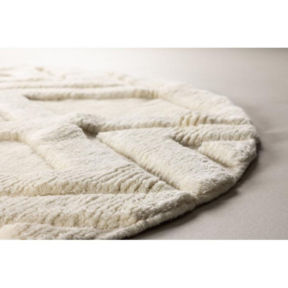Paris Prix Tapis Déco Rond en Laine  Dahlia  200cm Blanc