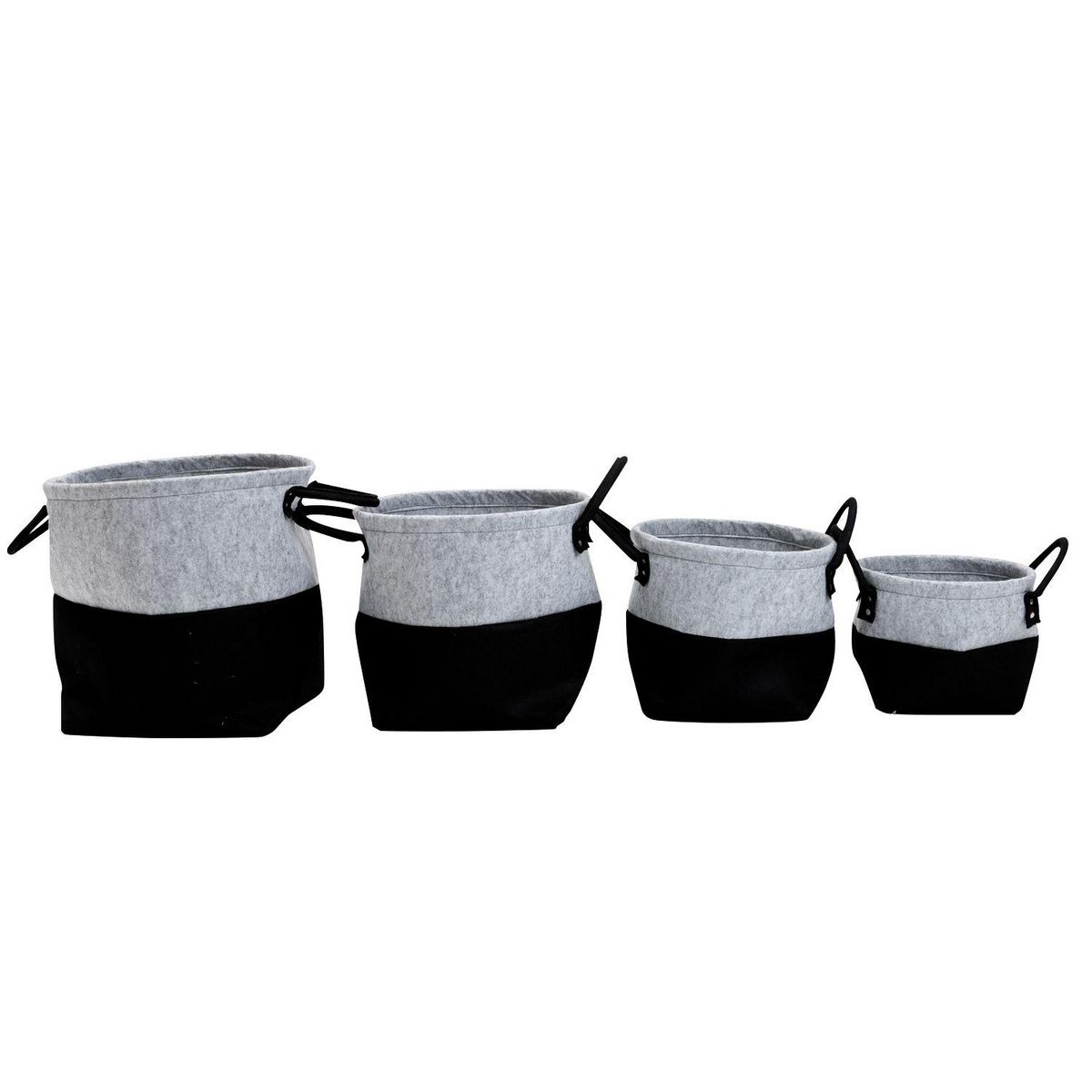 KB8 Lot de 4 Paniers bicolores en feutre non-tissé - Noir et Gris