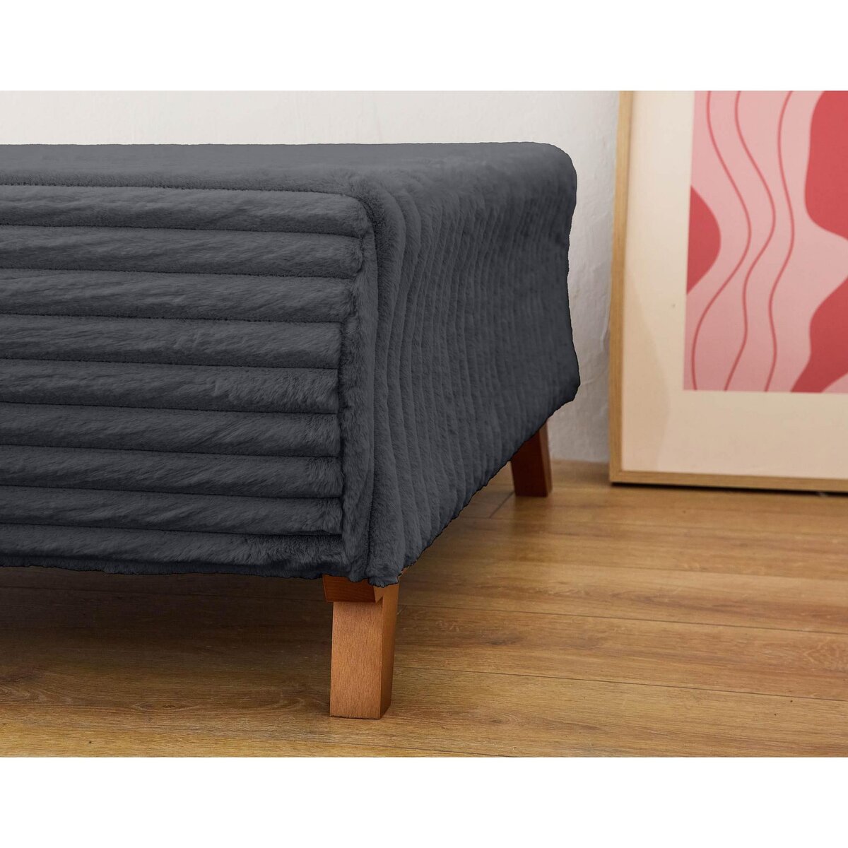 BEST MOBILIER Cristal - pouf modulable - 65 cm - en fausse fourrure côtelée