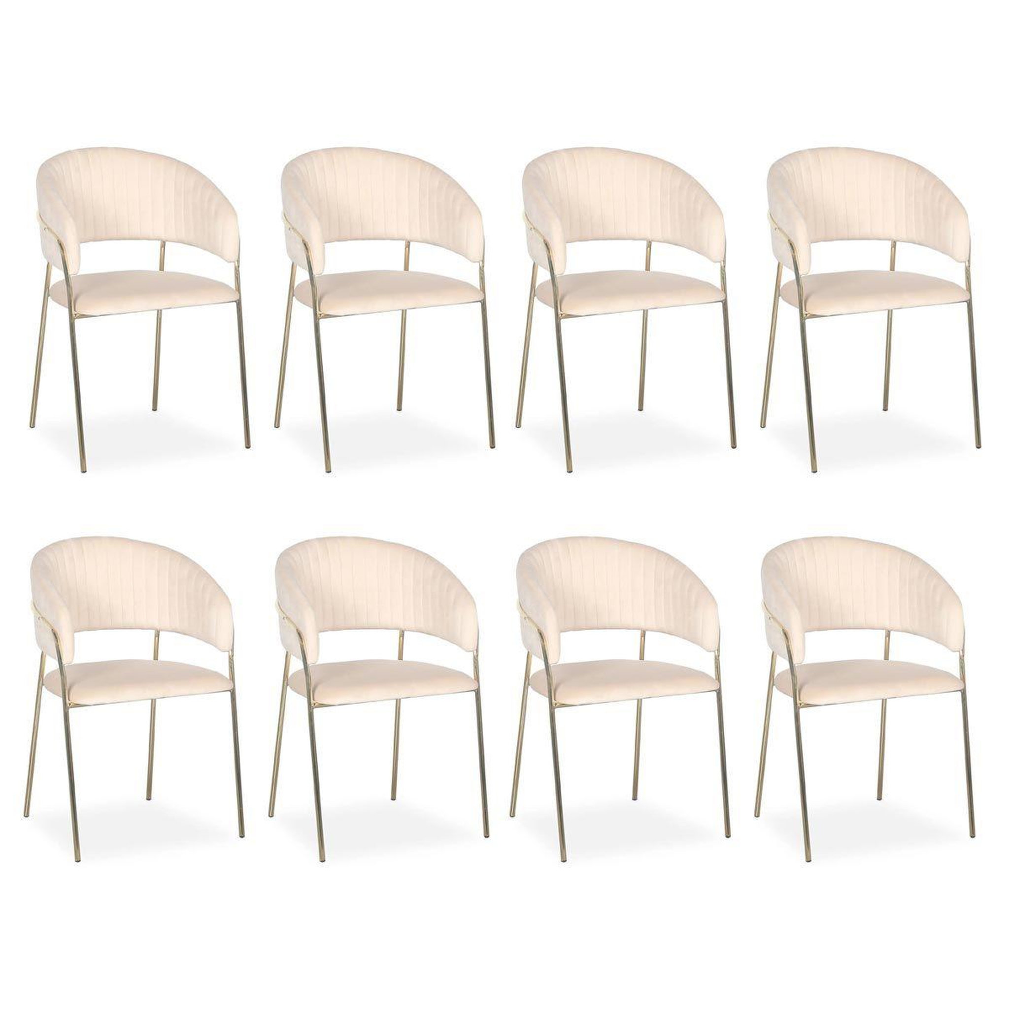 Paris Prix Lot de 8 chaises en velours  batora  79cm beige