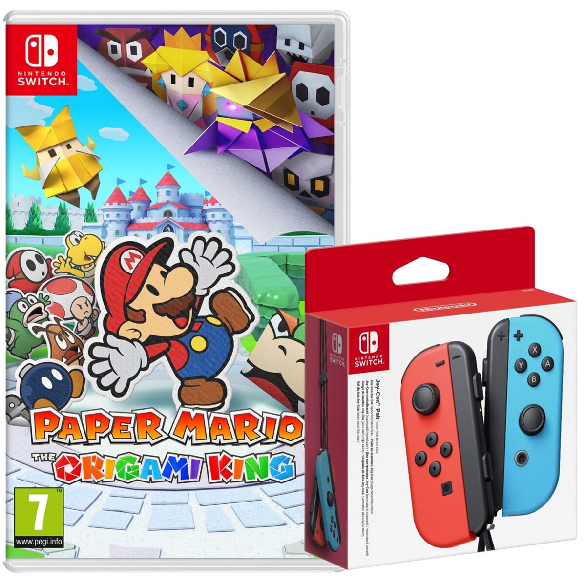 NINTENDO EXCLU WEB Manette Joy-Con Bleue et Rouge + Paper Mario Nintendo Switch