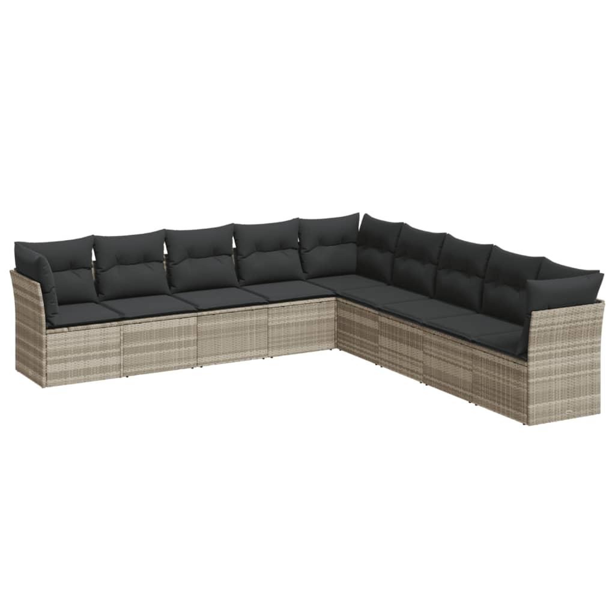 Voir la diapositive 2 : VIDAXL Salon de jardin 9 pcs avec coussins gris clair resine tressee