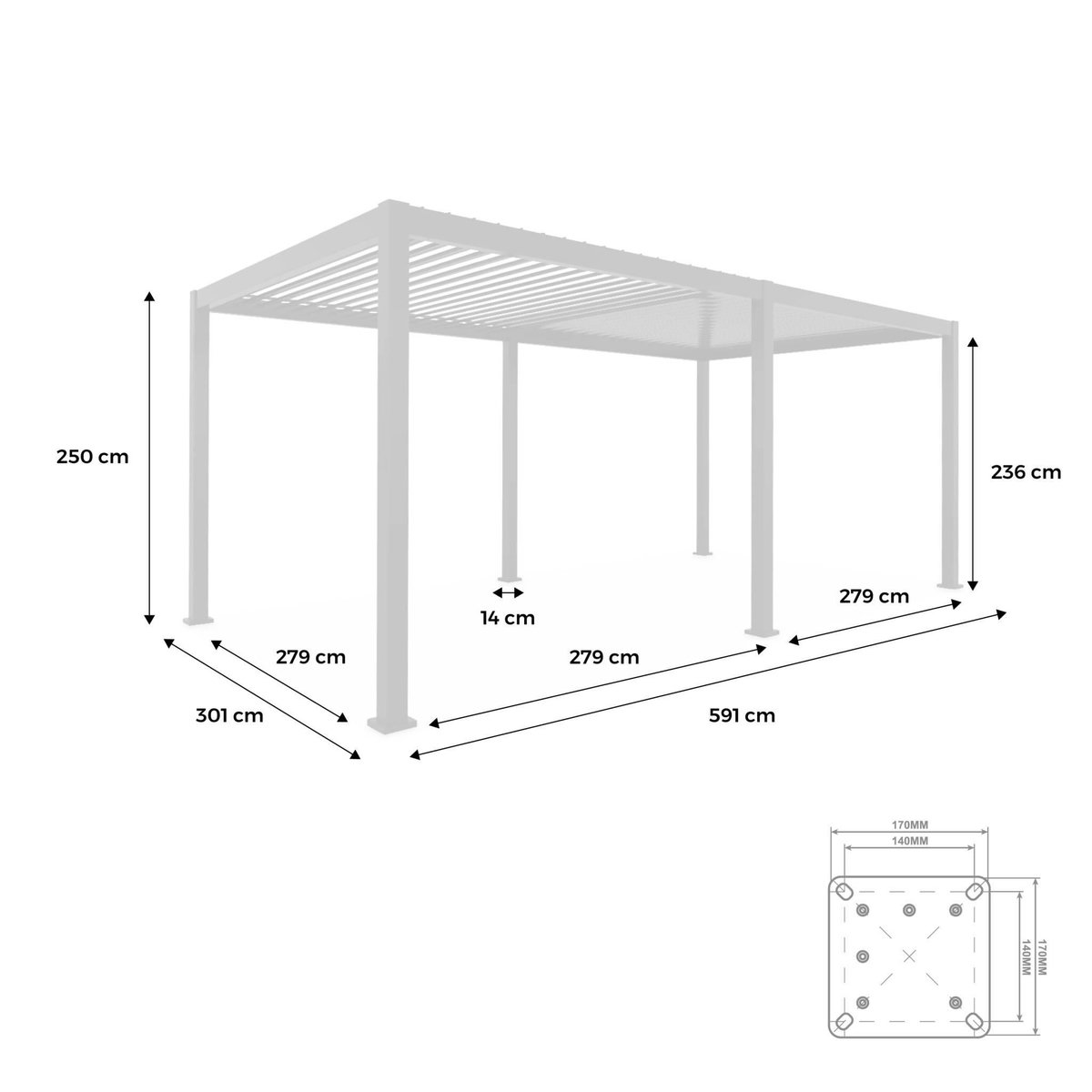 SWEEEK Pergola bioclimatique – Triomphe – 3x6m. aluminium. à lames orientables