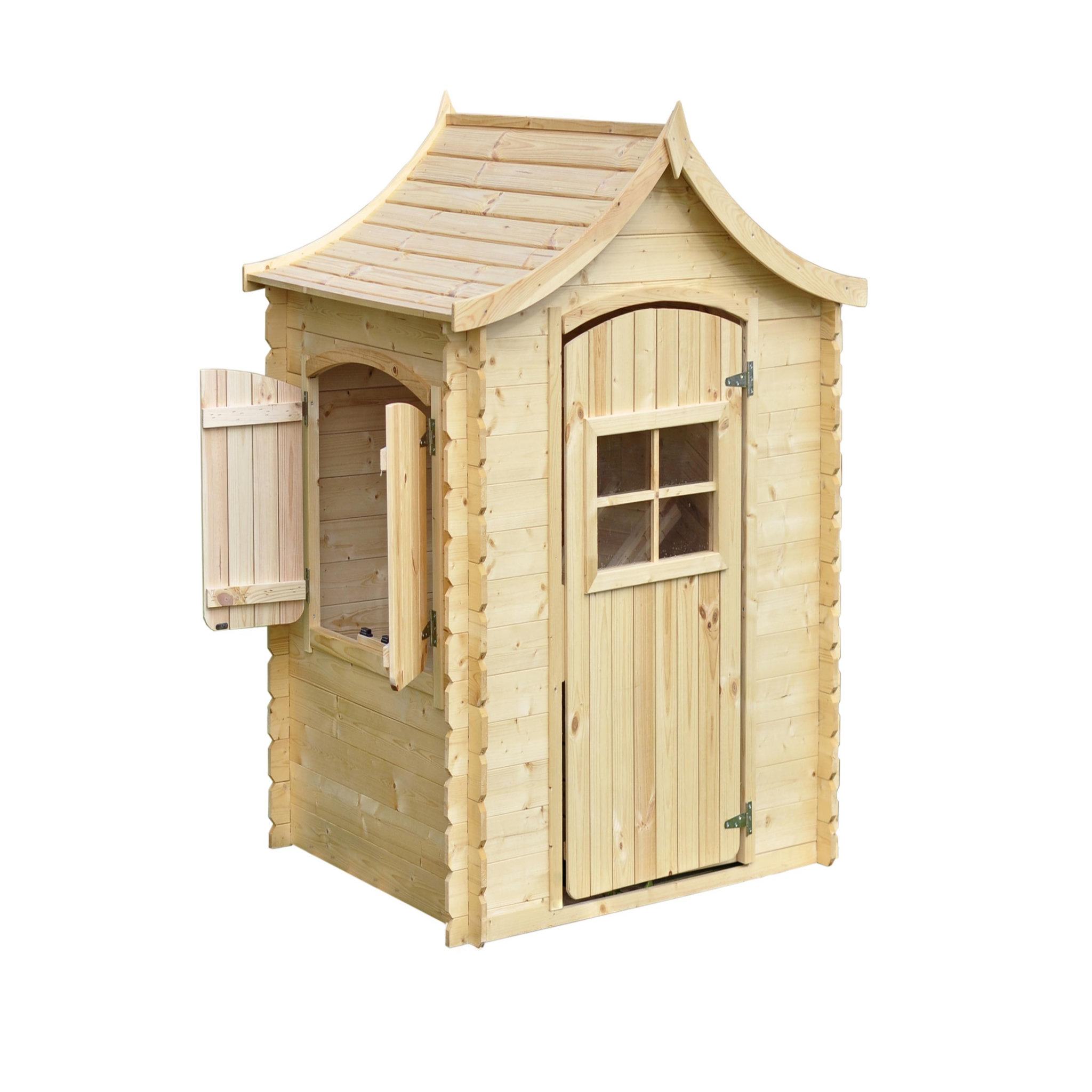 TIMBELA Maison en bois pour enfants sans plancher, maison de jeux pour l'extérieur 112x146xh152cm m550-1