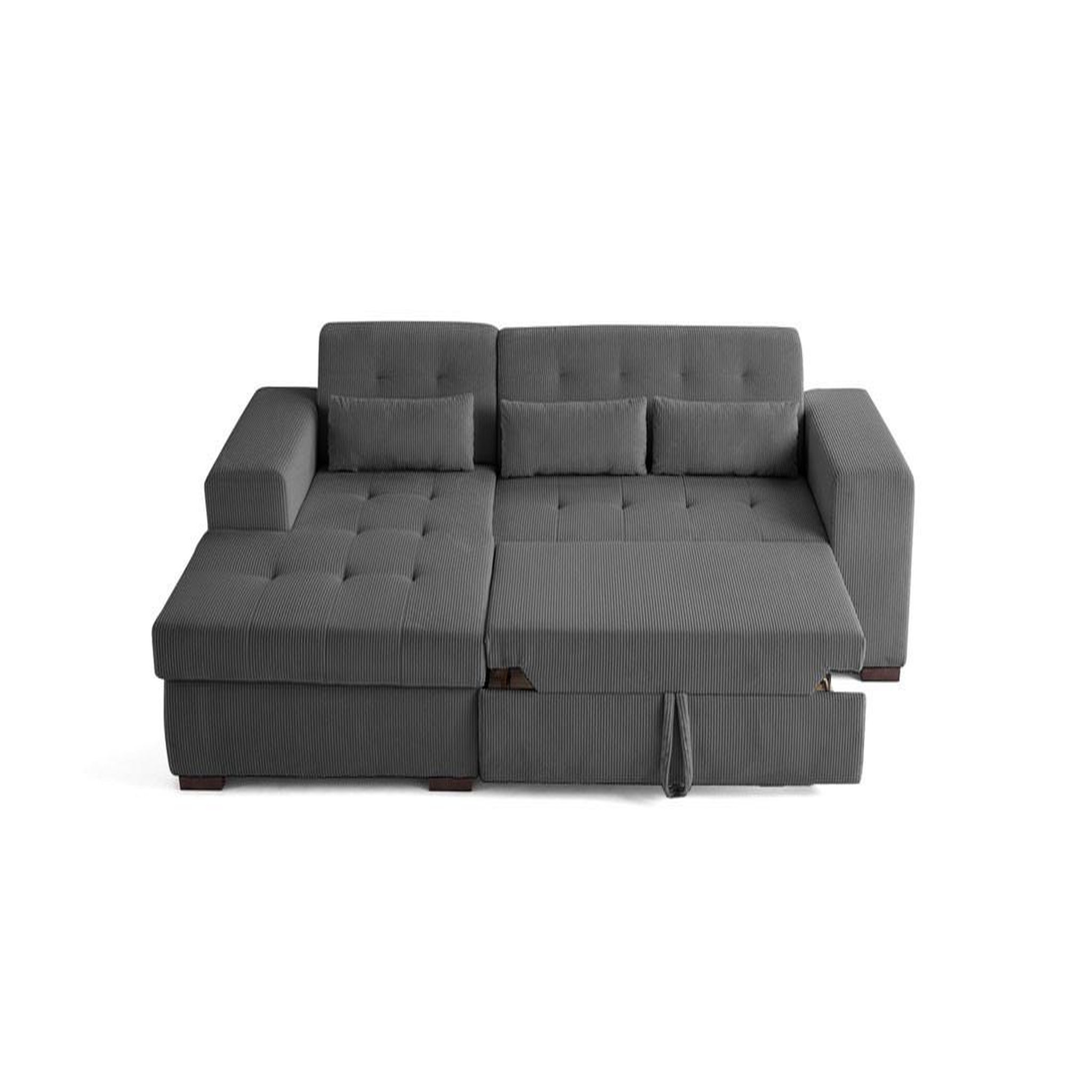 Voir la diapositive 3 : LISA DESIGN Vermont - canapé d'angle gauche - 4 places - convertible avec coffre - en velours côtelé