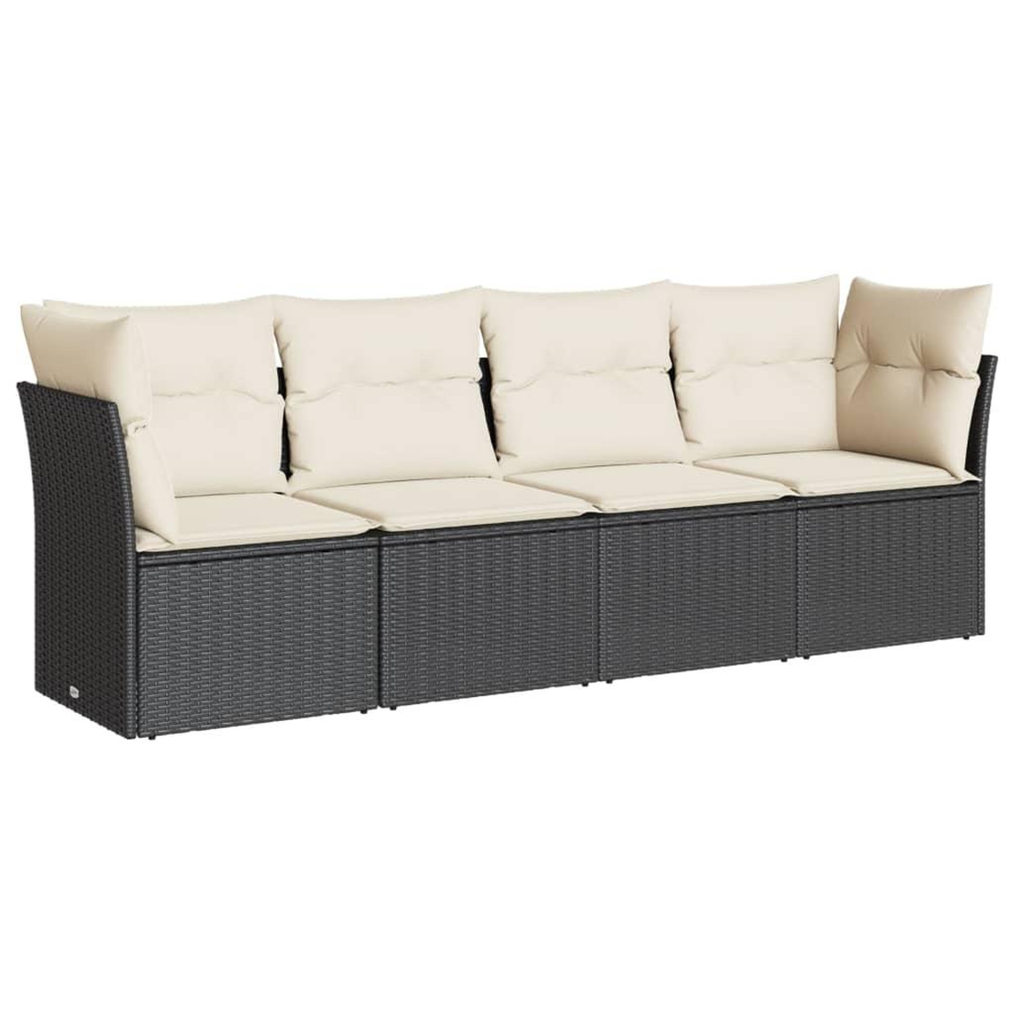 Voir la diapositive 2 : VIDAXL Salon de jardin 4 pcs avec coussins noir resine tressee