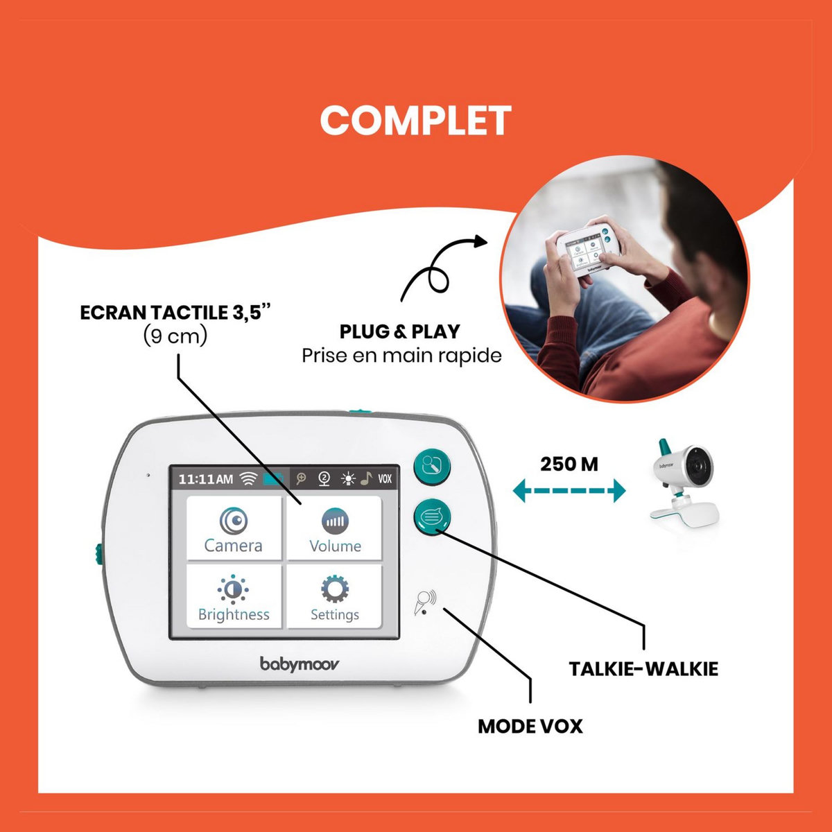 BABYMOOV Babyphone vidéo à écran tactile Yoo Feel - Blanc