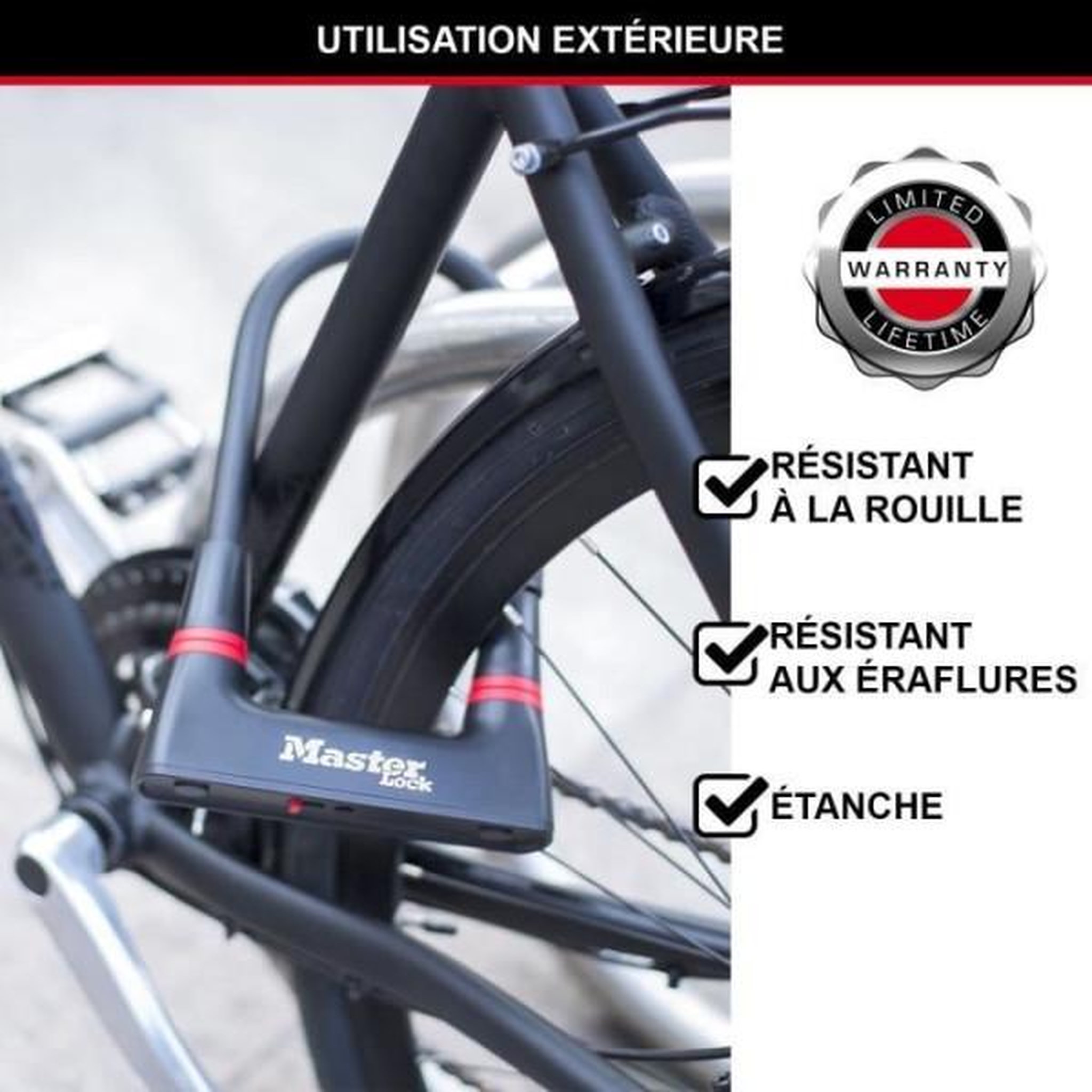 Voir la diapositive 3 : Master lock Antivol Vélo U - MASTER LOCK - 8279EURDPRO - Acier Cémenté, Clé, Certifié