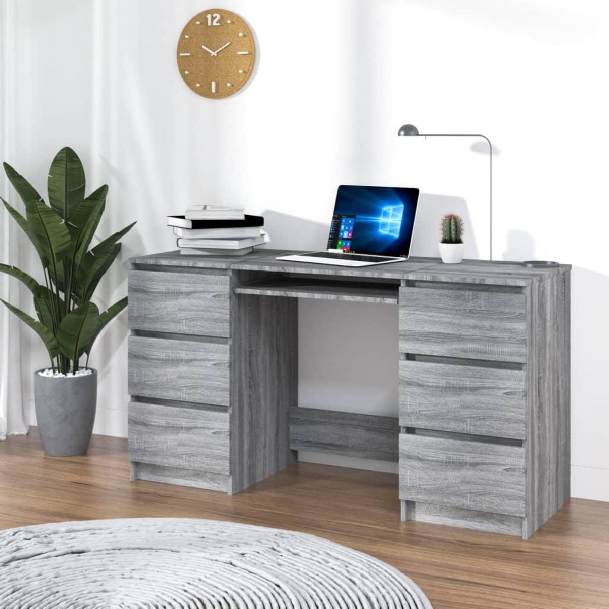 VIDAXL Bureau Sonoma gris 140x50x77 cm Bois d'ingenierie