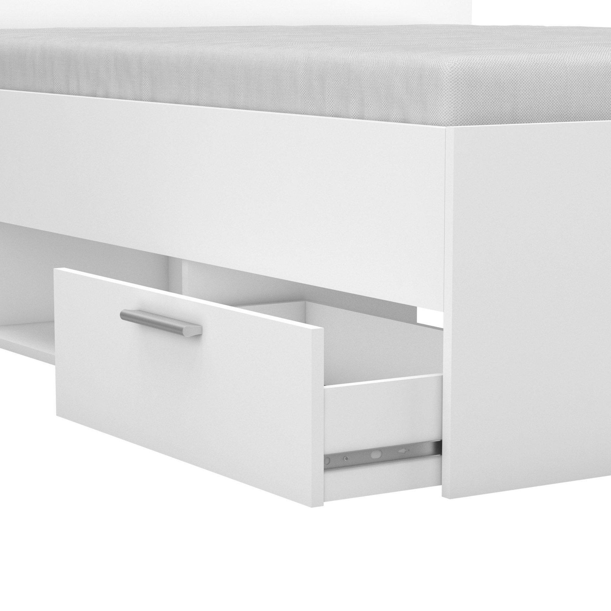 Voir la diapositive 5 : Demeyere Lit adulte 2 tiroirs - MICHIGAN - Blanc - 140 x 190 cm - DEMEYERE