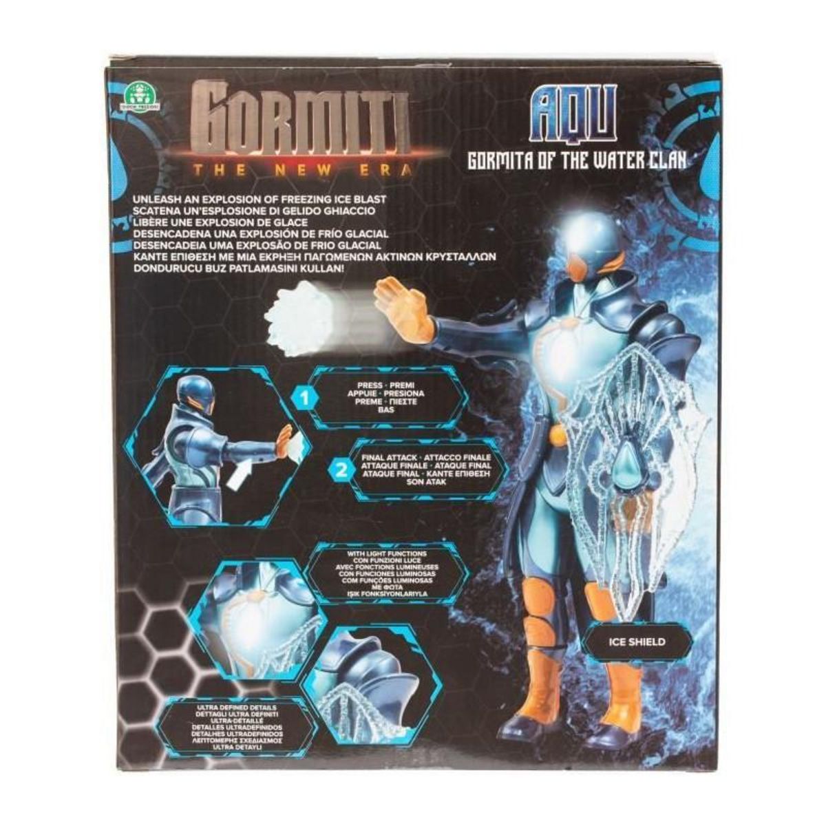 Figurine articulée - GORMITI - Gormiti avec attaque lumineuse Eau - Aqu - 27 cm - a partir de 4 ans - GRV071
